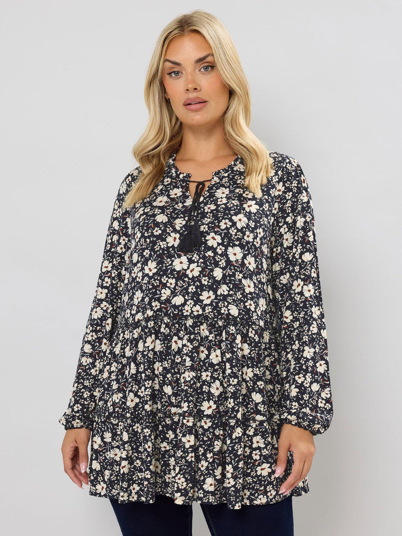 undefined Curve Tiered Blouse - Black