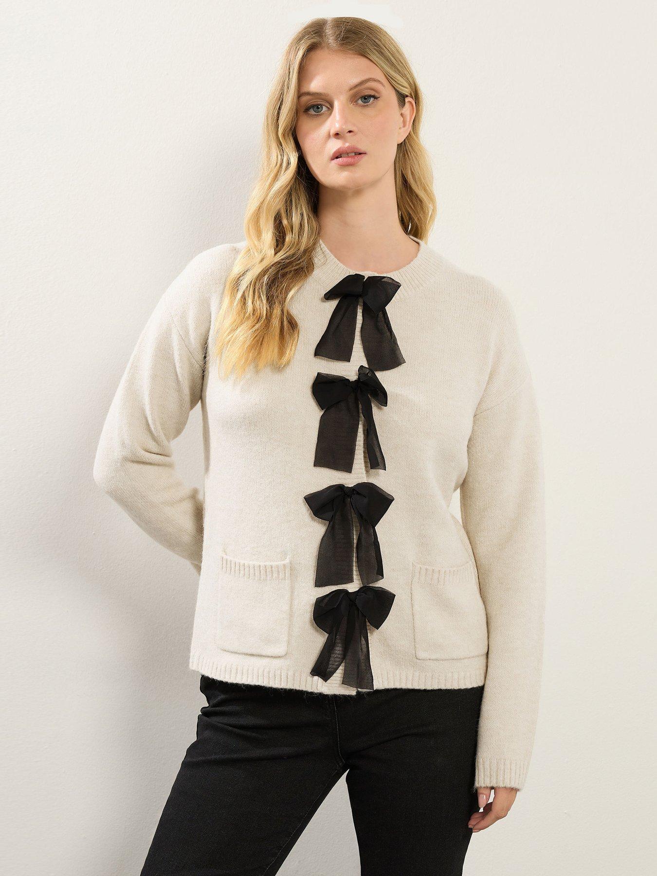 Long Tall Sally Bow Detail Cardigan - Natural