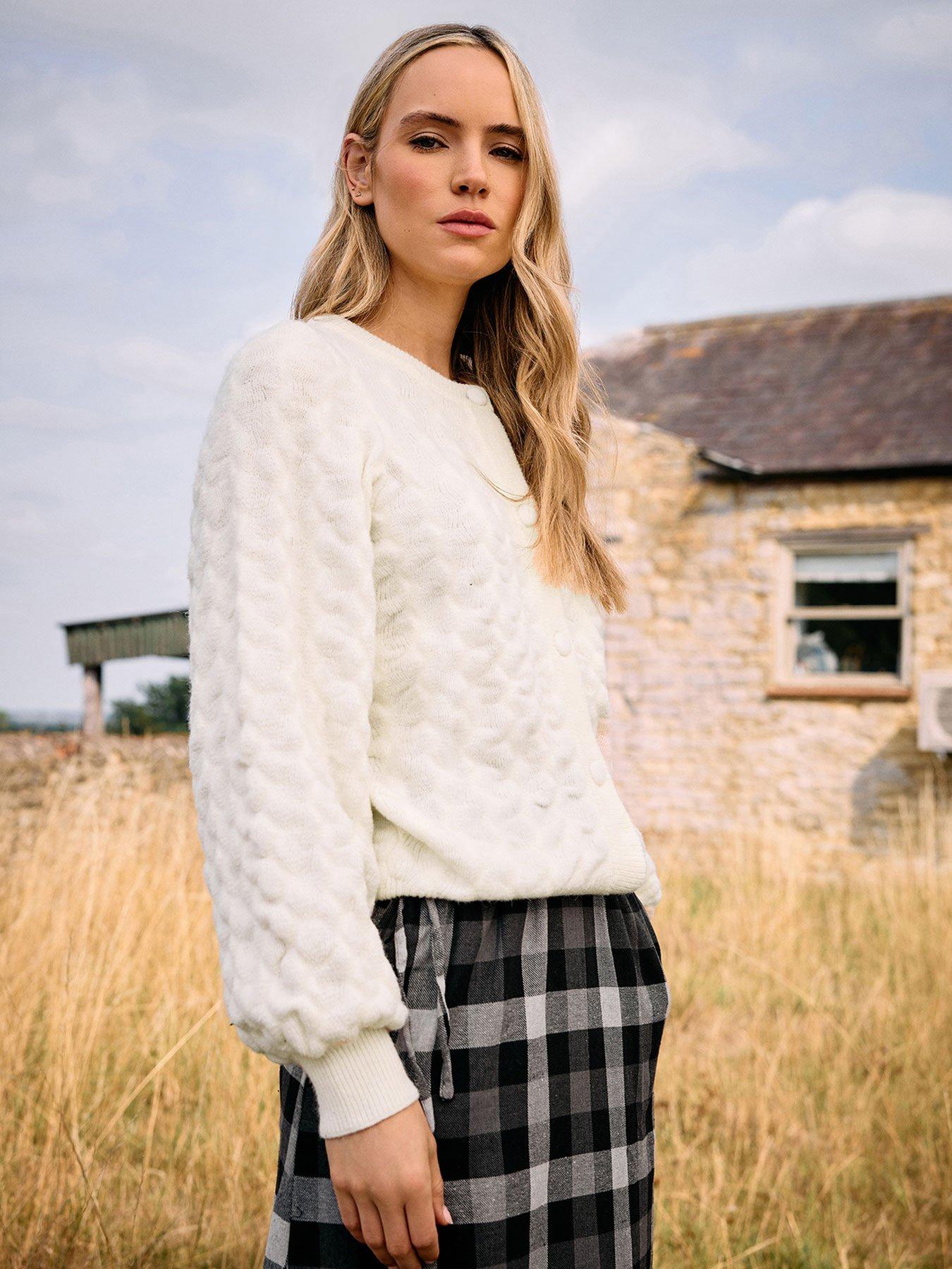 Image 1 of 4 of Long Tall Sally Textured Detail Cardigan - Natural