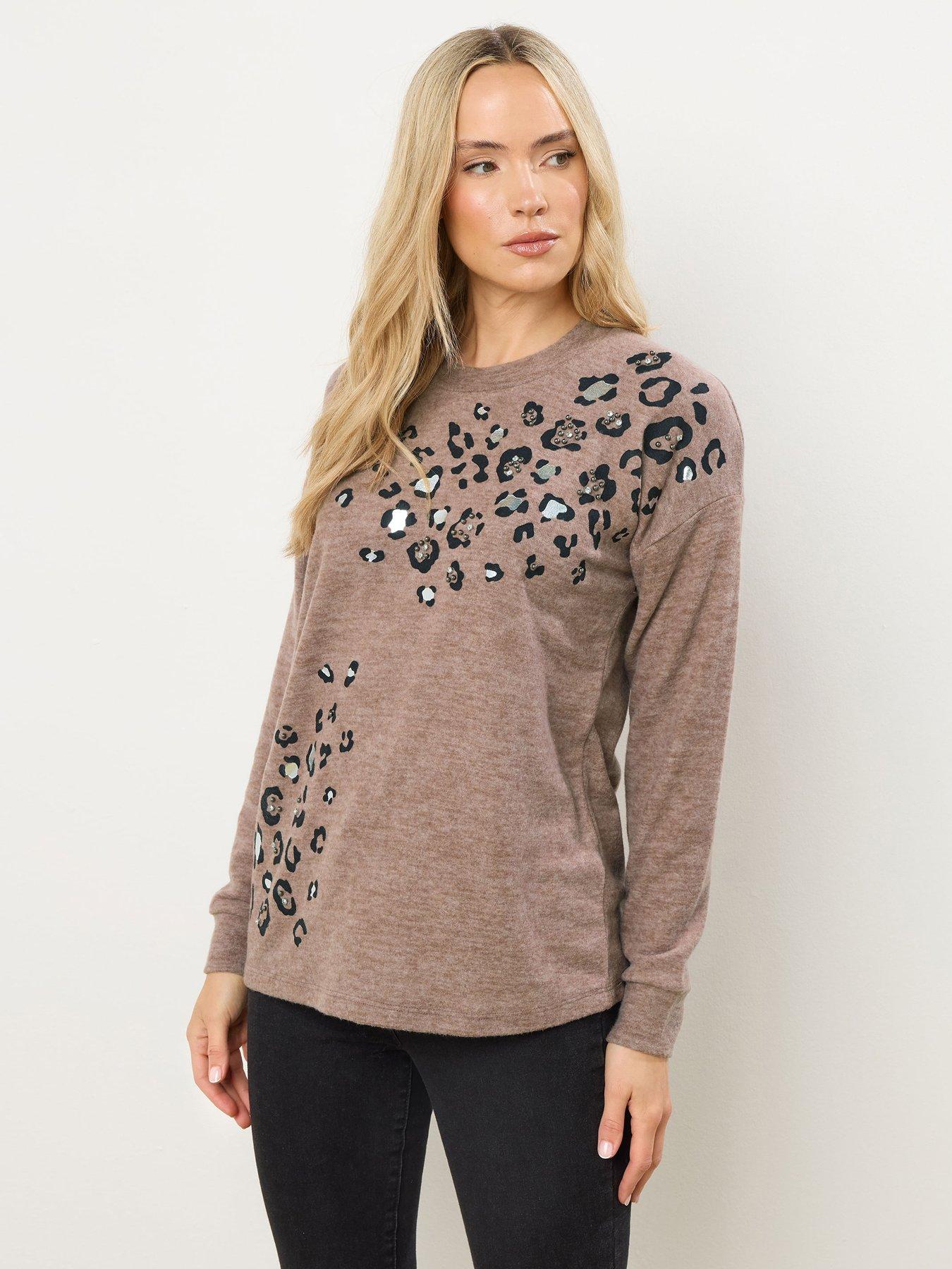 Long Tall Sally Animal Placement Jumper - Brown