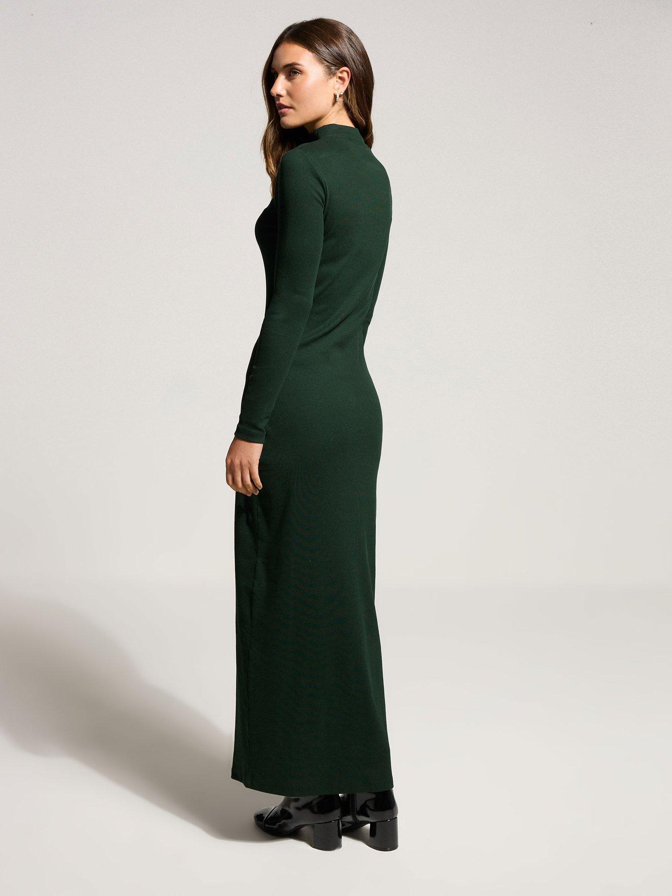  image of long-tall-sally-button-shoulder-maxi-dress-green