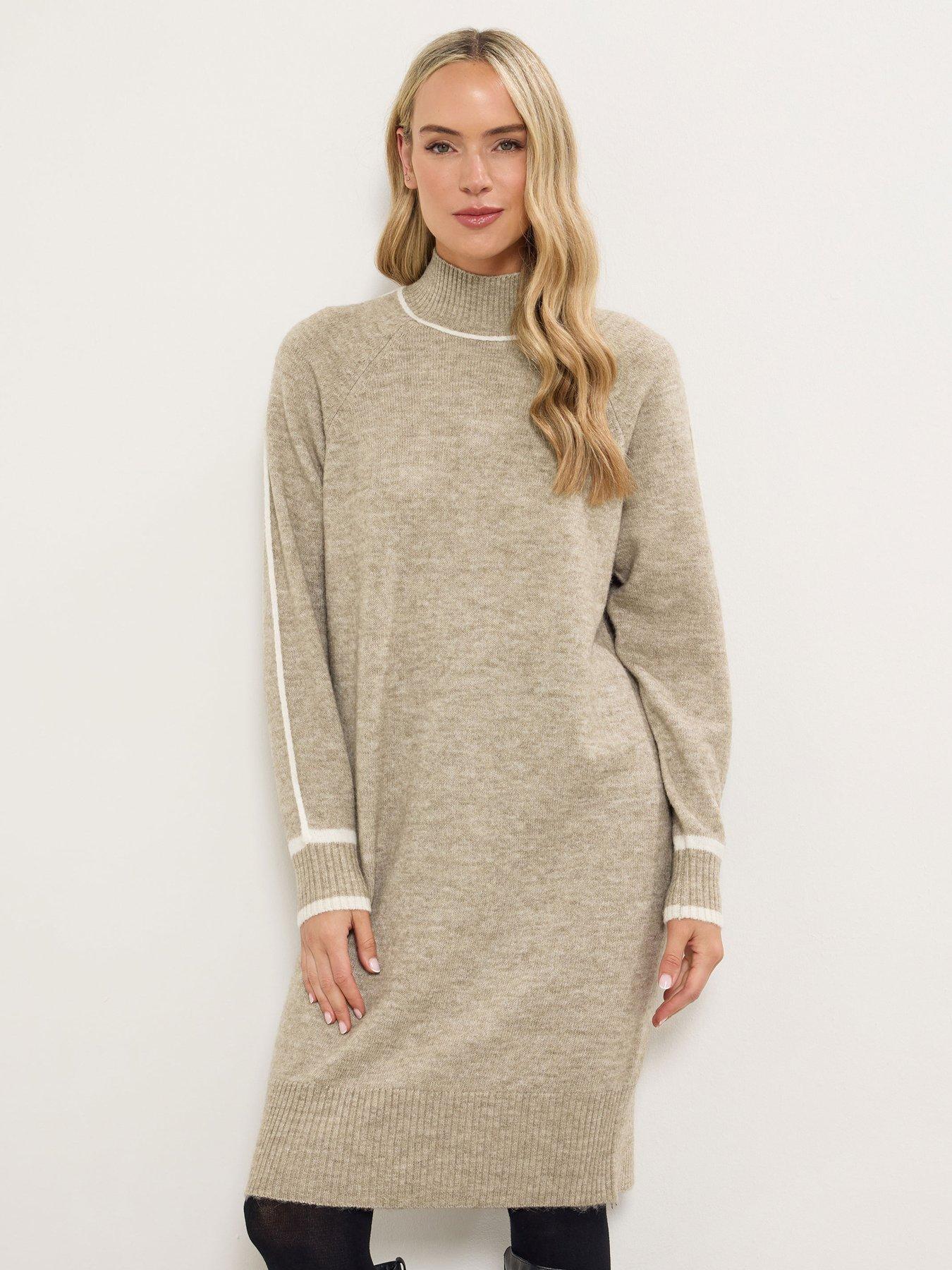 Image 1 of 4 of Long Tall Sally Tipped Detail Knit Dress - Natural