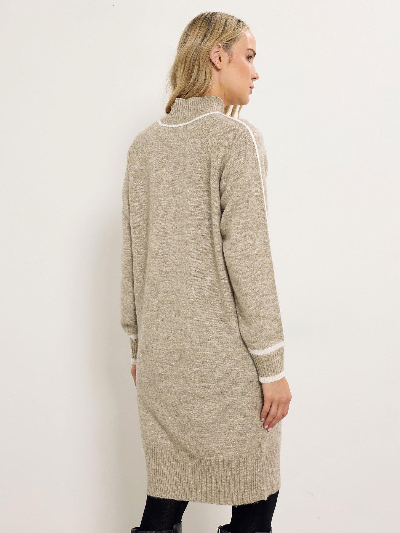 Image 2 of 4 of Long Tall Sally Tipped Detail Knit Dress - Natural