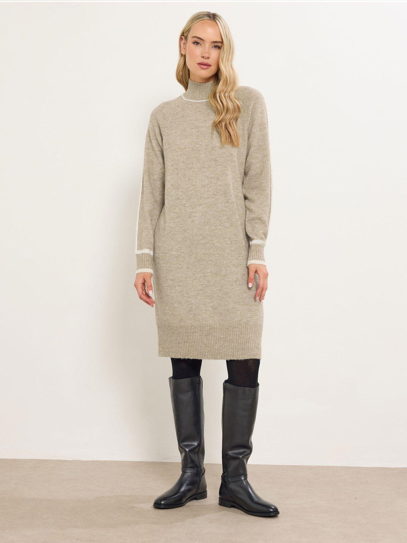 Image 3 of 4 of Long Tall Sally Tipped Detail Knit Dress - Natural