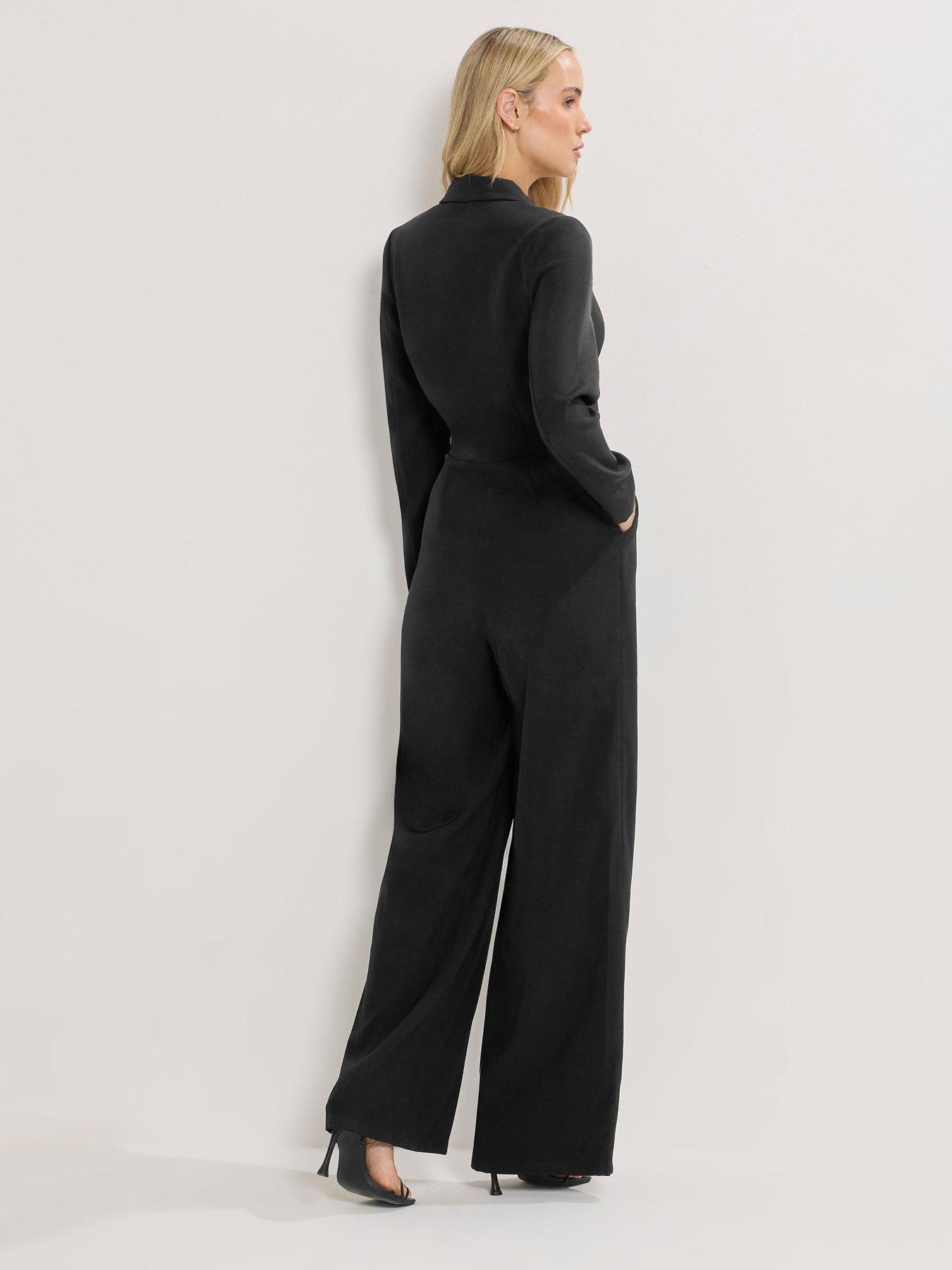 Image 2 of 4 of Long Tall Sally Long Sleeve Collar Jumpsuit- Black