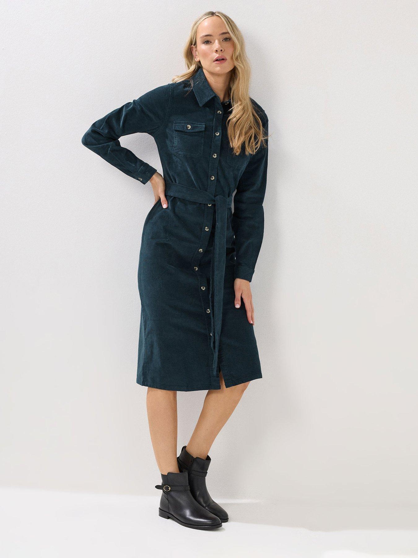 undefined Cord Shirt Dress - Dark Blue