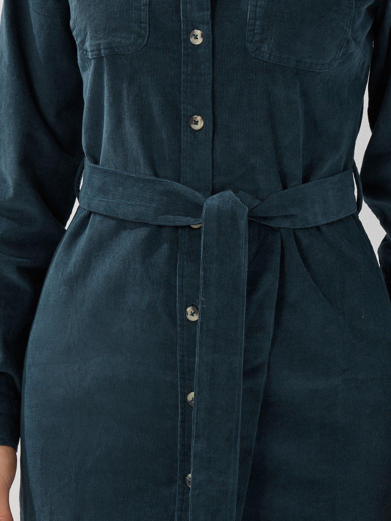 Image 4 of 4 of Long Tall Sally Cord Shirt Dress - Dark Blue
