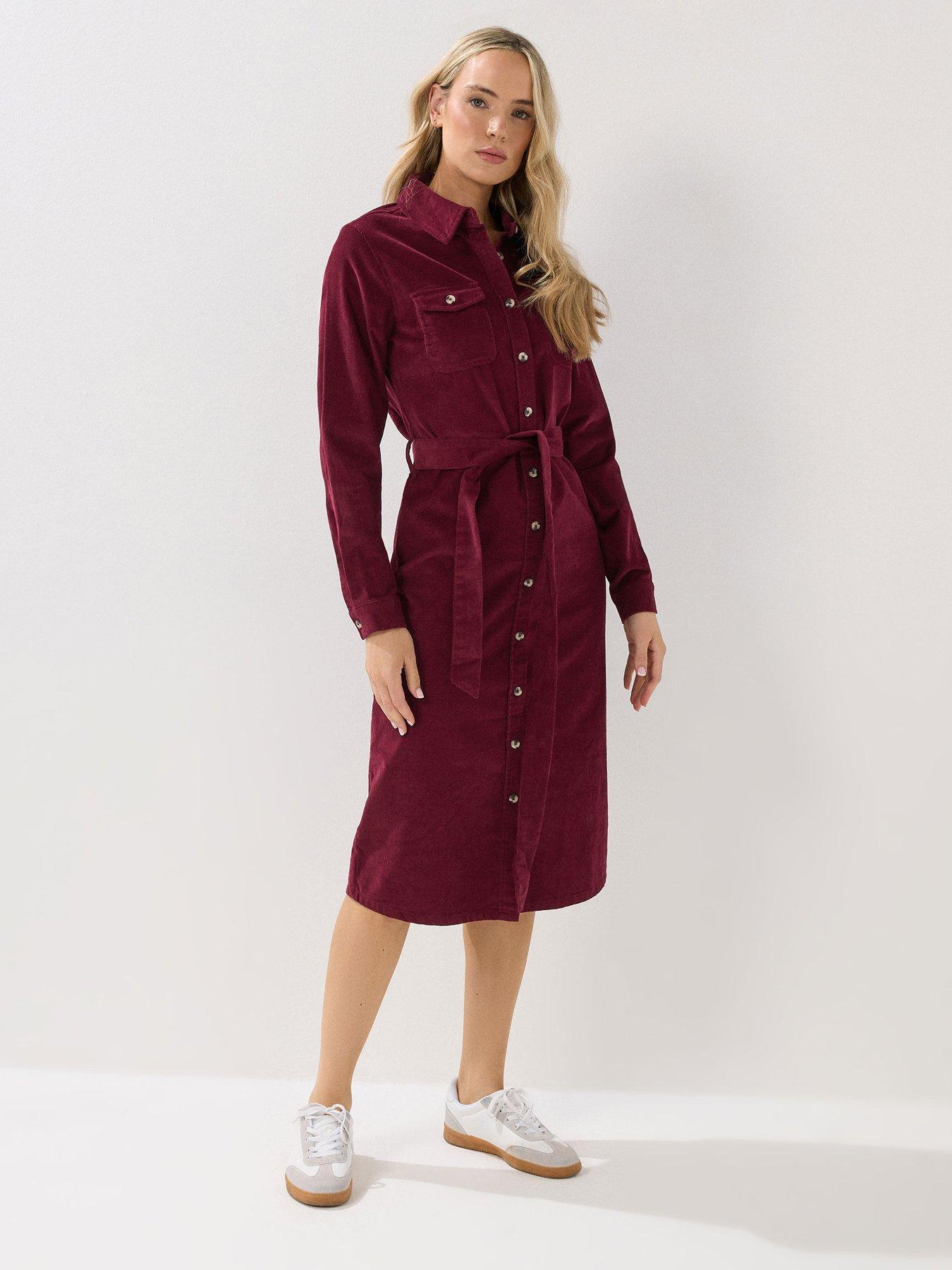 Image 1 of 4 of Long Tall Sally Cord Shirt Dress - Purple