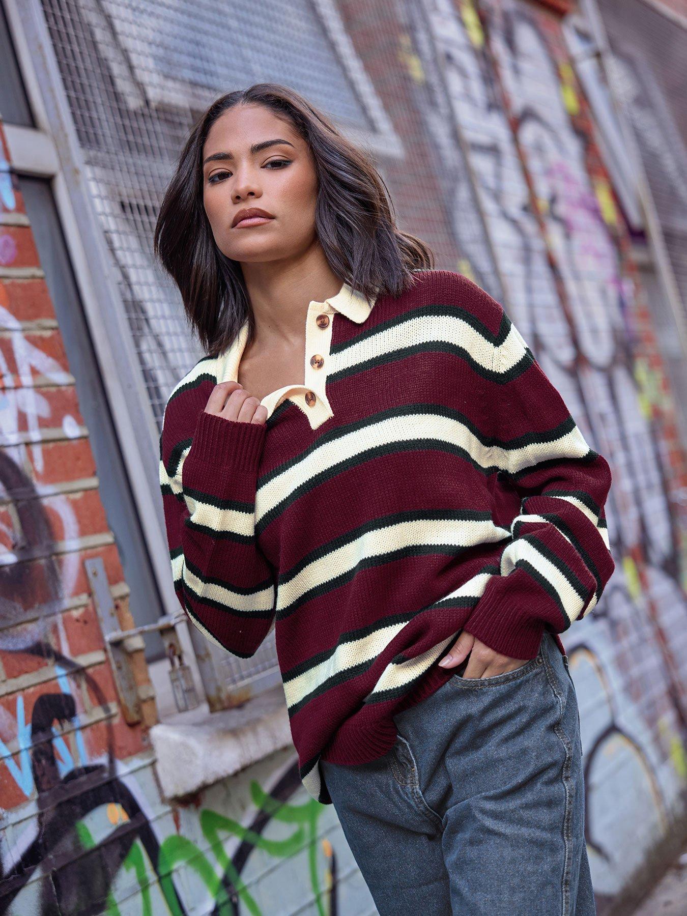 pixiegirl-petite-stripe-rugby-jumper-red