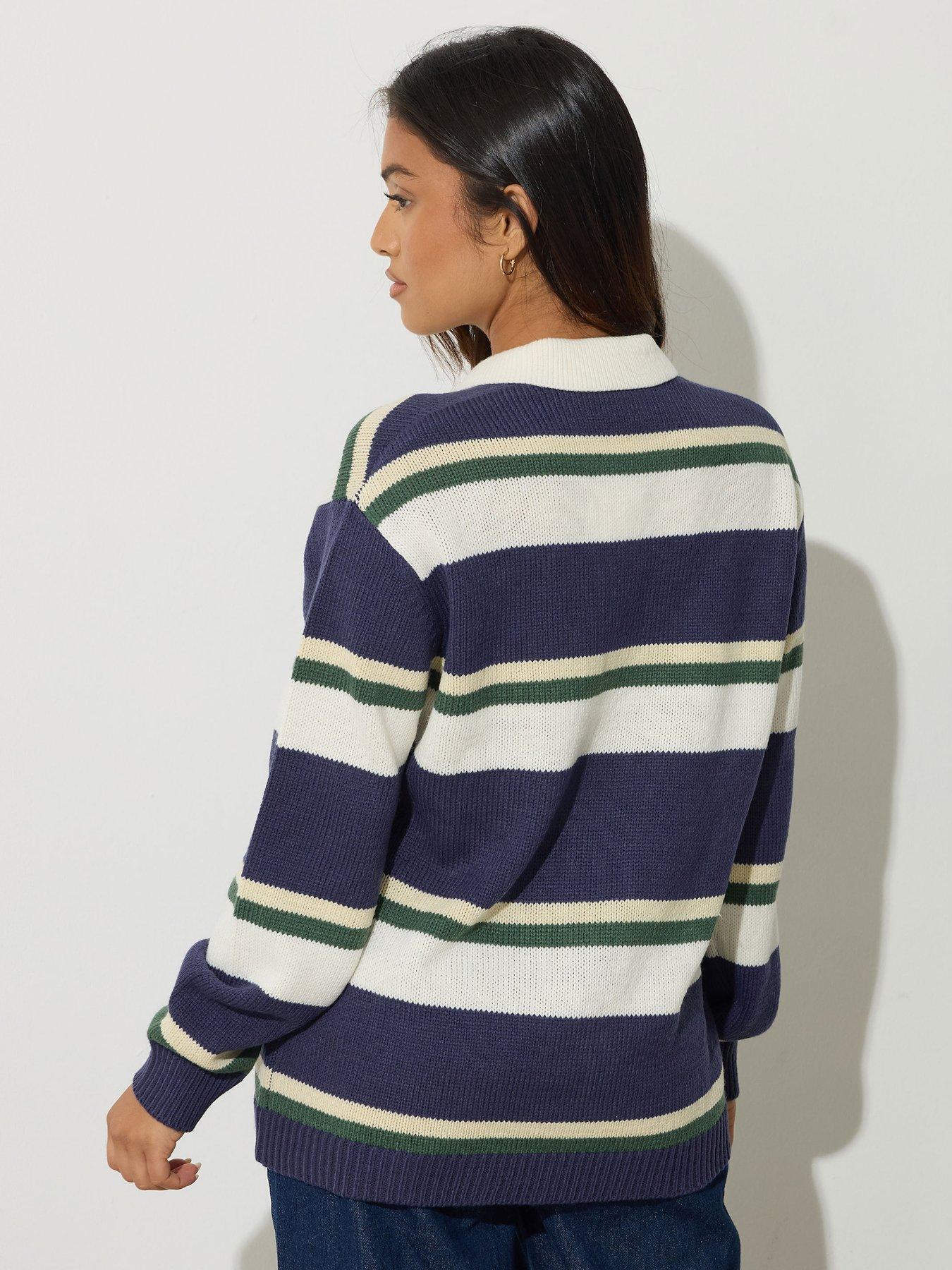  image of pixiegirl-petite-stripe-rugby-jumper-blue