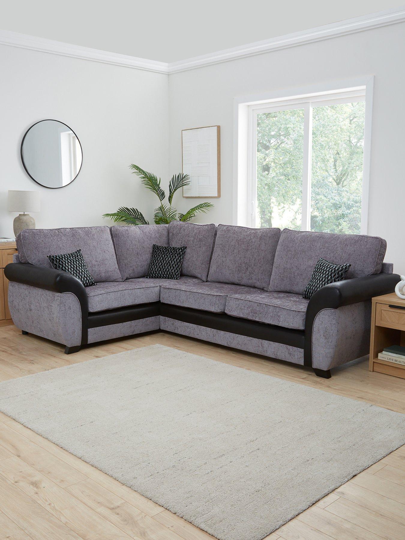 The Very Collection Narva Standard Fabric and Faux Leather Left Hand Corner Group Sofa
