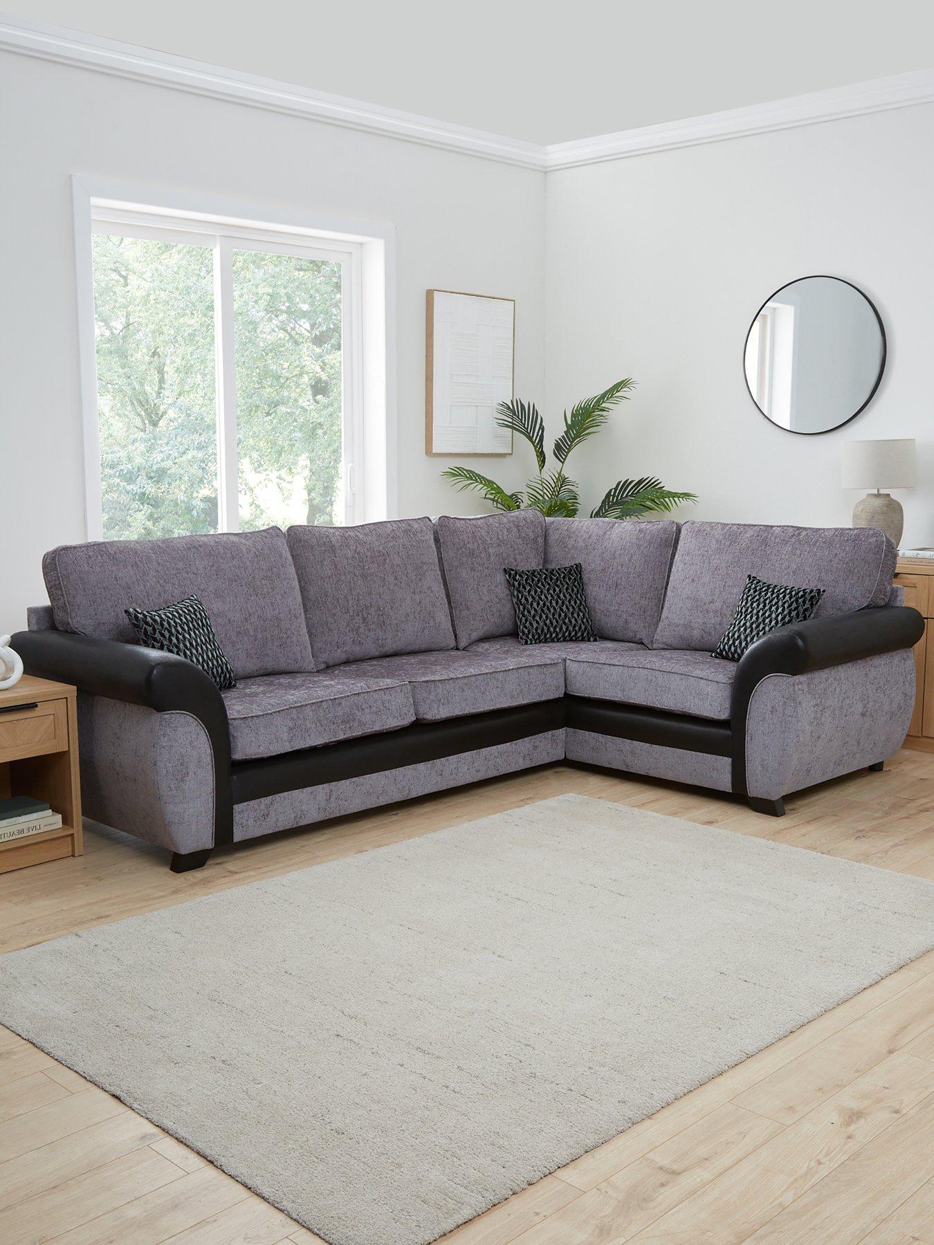 The Very Collection Narva Standard Fabric and Faux Leather Right Hand Corner Group Sofa - Made to Order in the UK