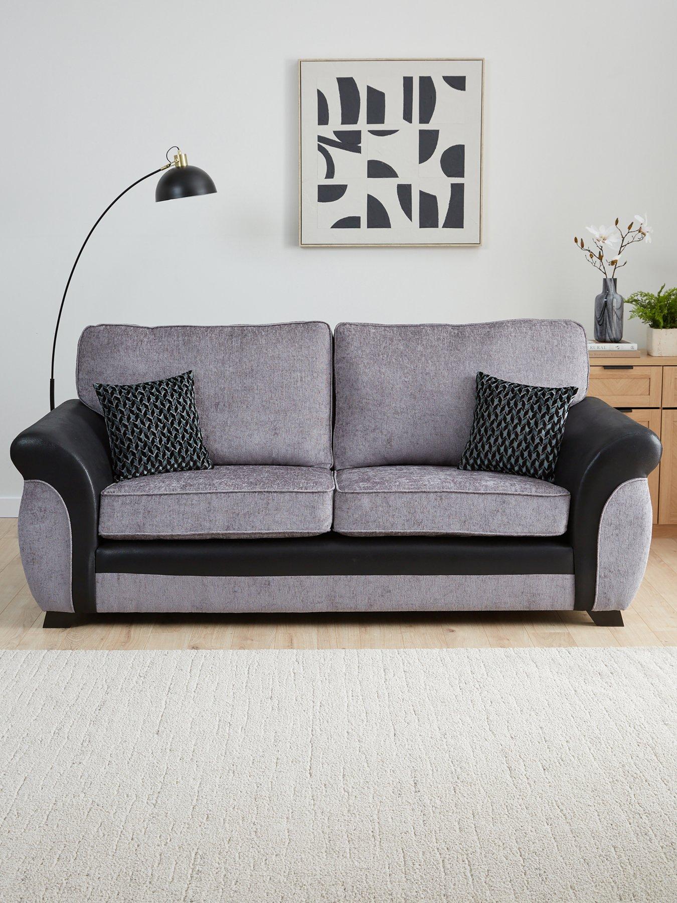 Image 1 of 7 of The Very Collection Narva Standard Fabric/Faux Leather 3 Seater Sofa - Made to Order in the UK