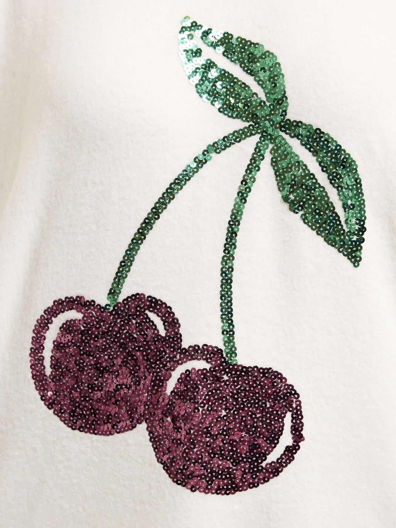Image 4 of 4 of Yours Curve Cherry Jumper - Ivory