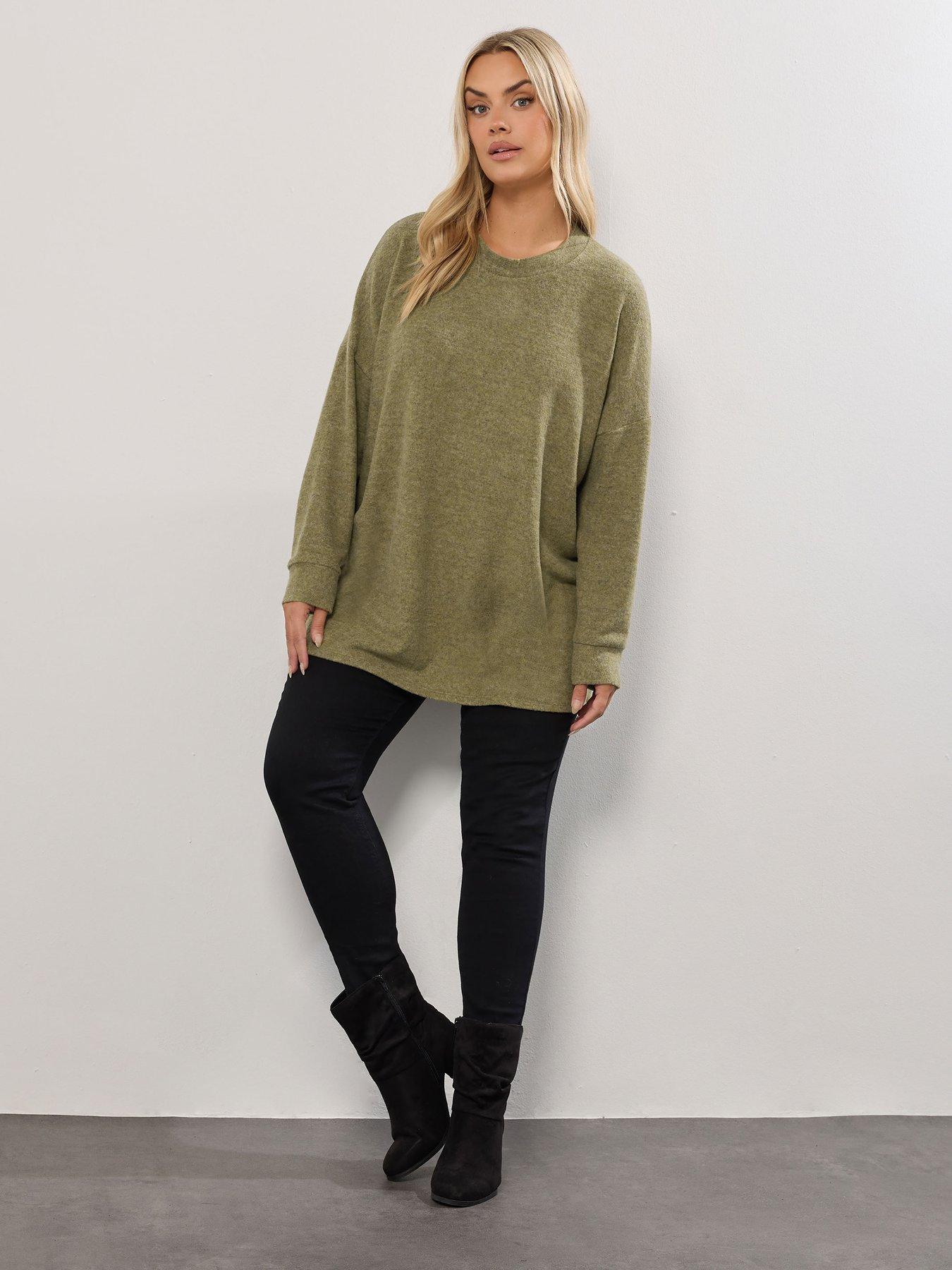 Image 3 of 4 of Yours Curve Long Sleeve Jumper - Green