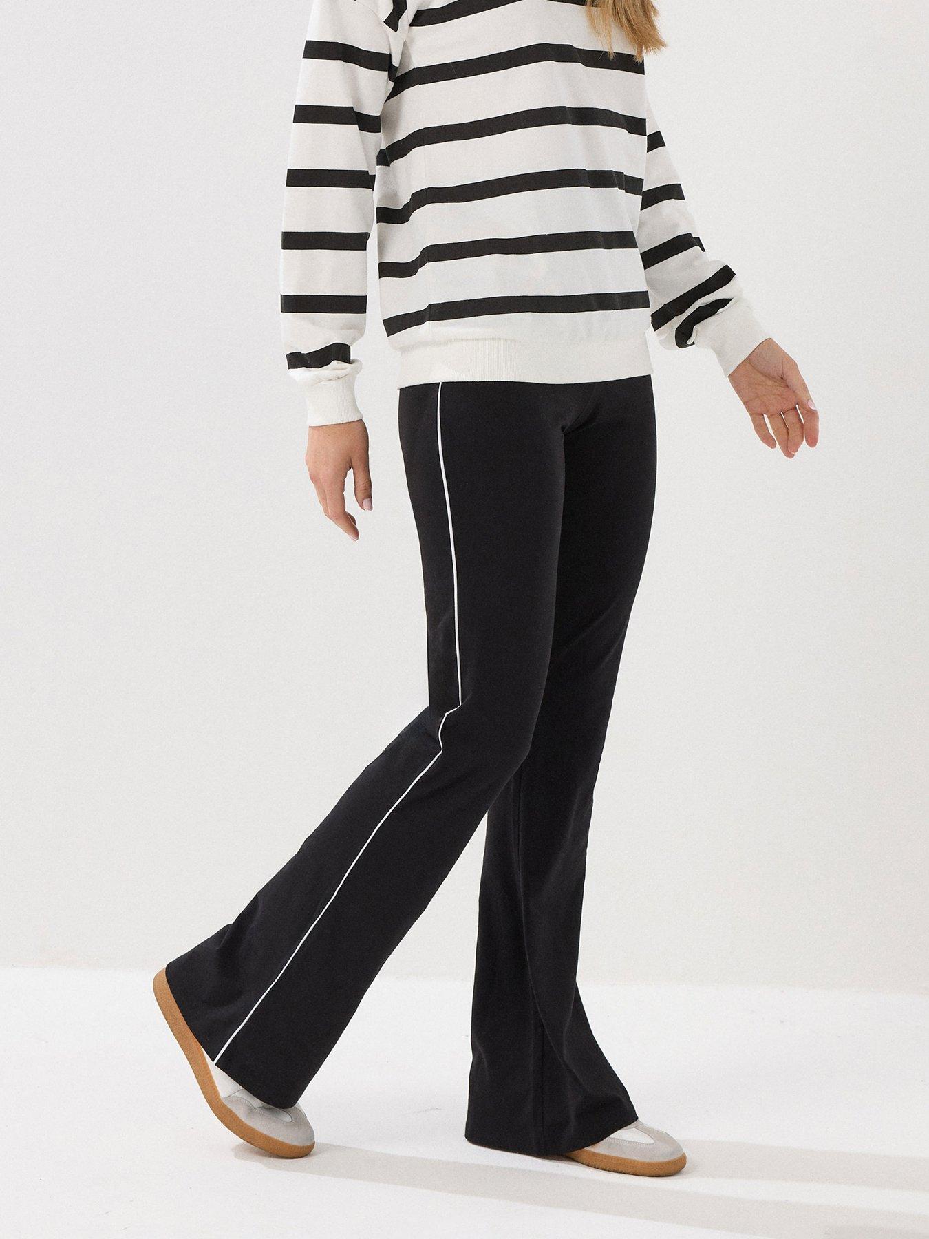 undefined Stripe Flare Leggings 34" - Black