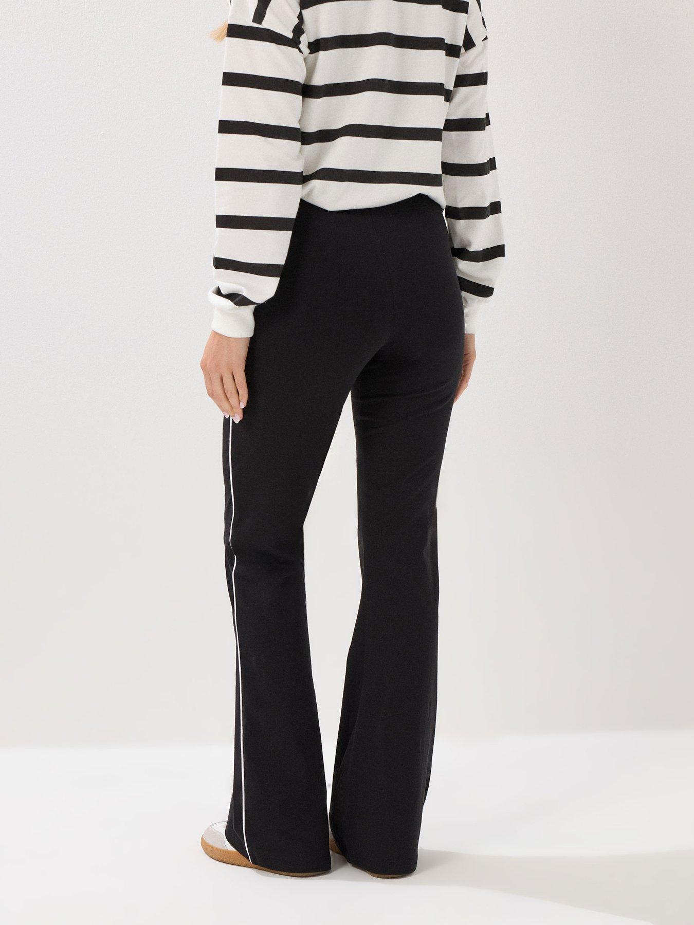 Image 2 of 4 of Long Tall Sally Stripe Flare Leggings 34" - Black
