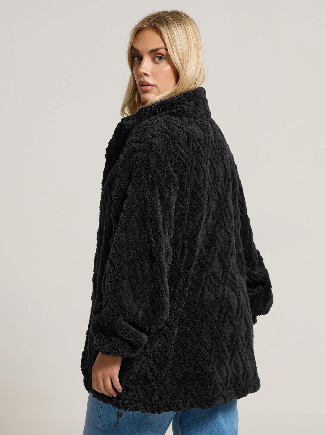 Image 2 of 4 of Yours Curve Texture Zip Through&nbsp;Fleece - Black