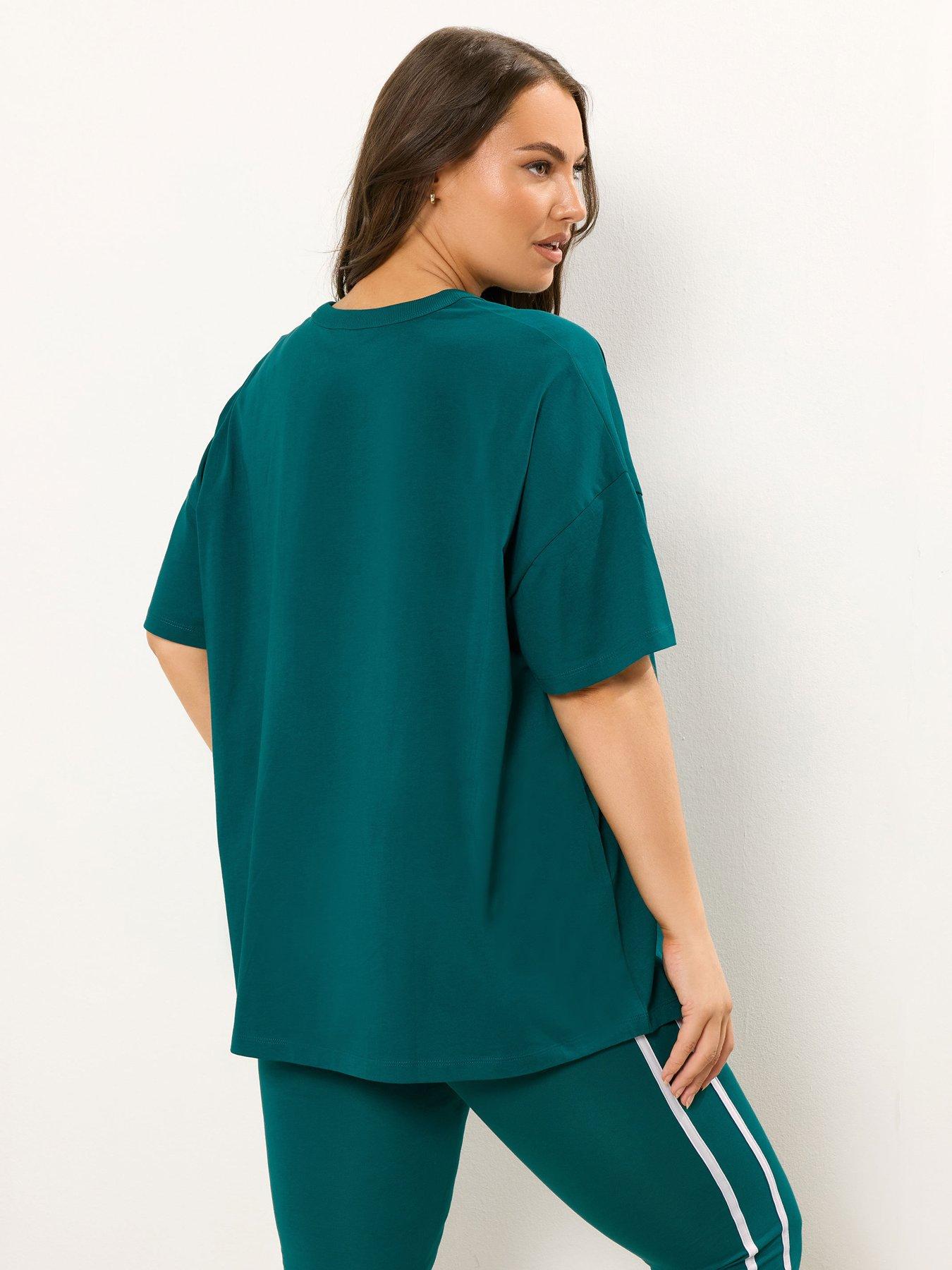 Image 2 of 4 of Yours Curve Self Care Club T-Shirt - Green