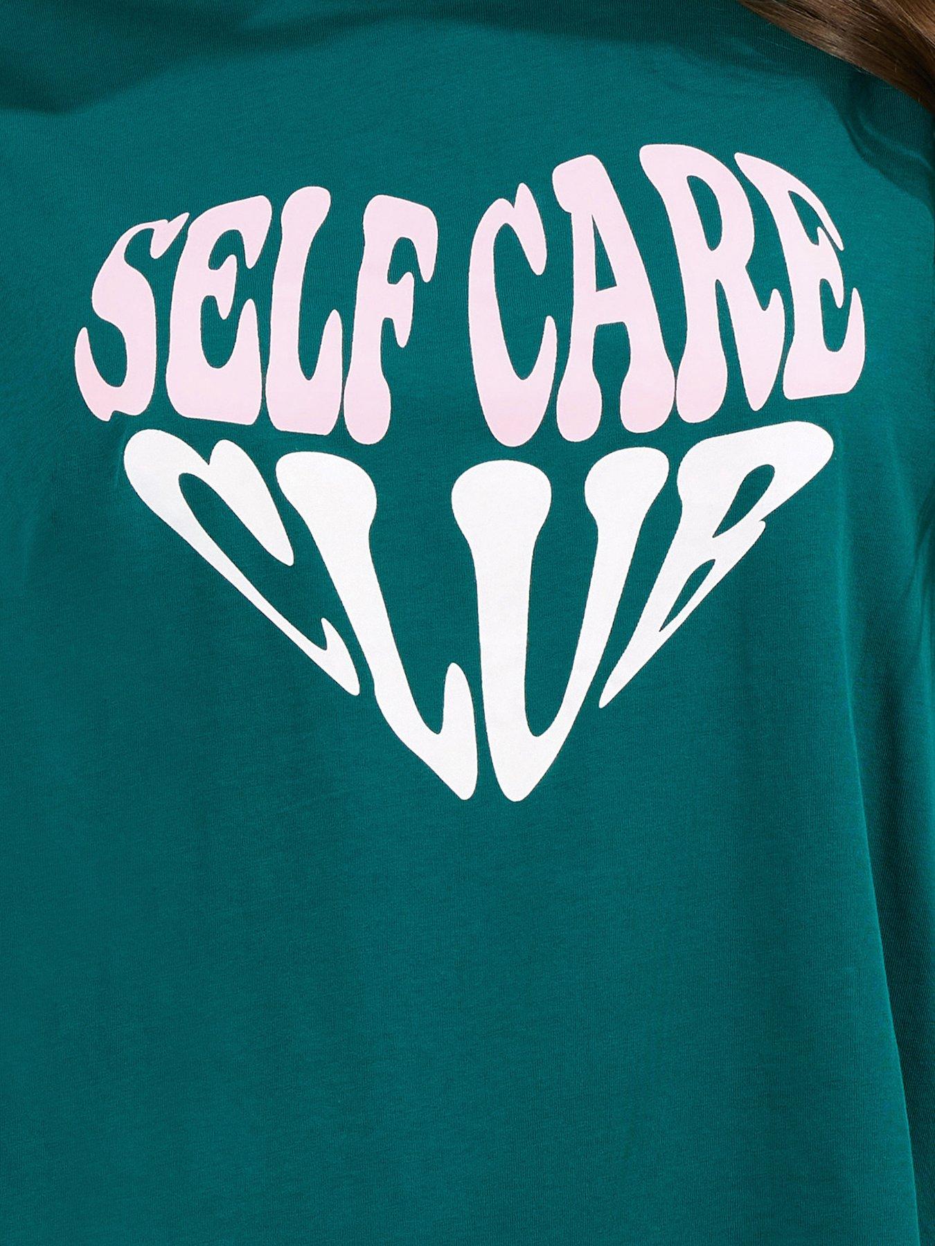 Image 4 of 4 of Yours Curve Self Care Club T-Shirt - Green
