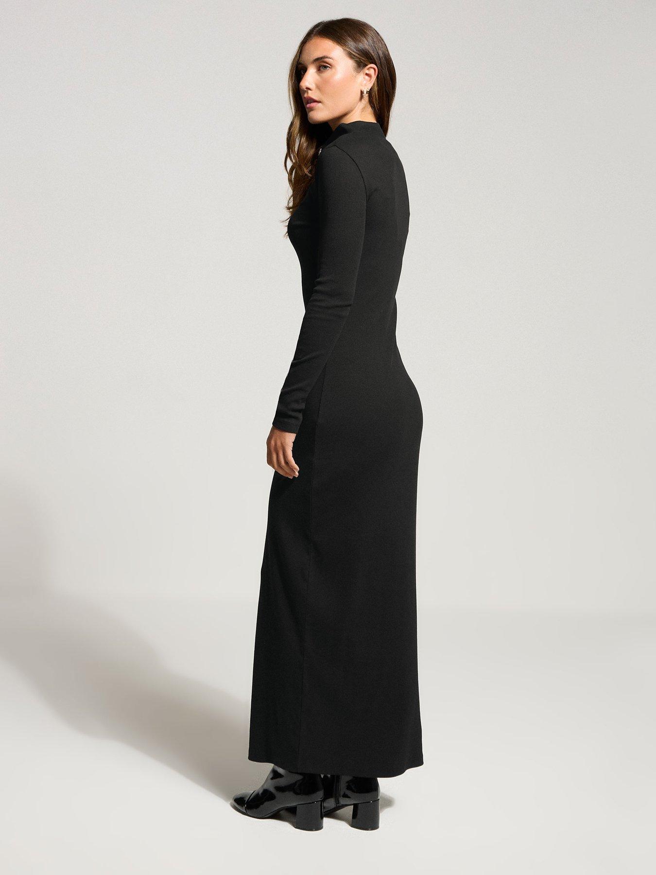 Image 2 of 4 of Long Tall Sally Button Shoulder Maxi Dress - Black