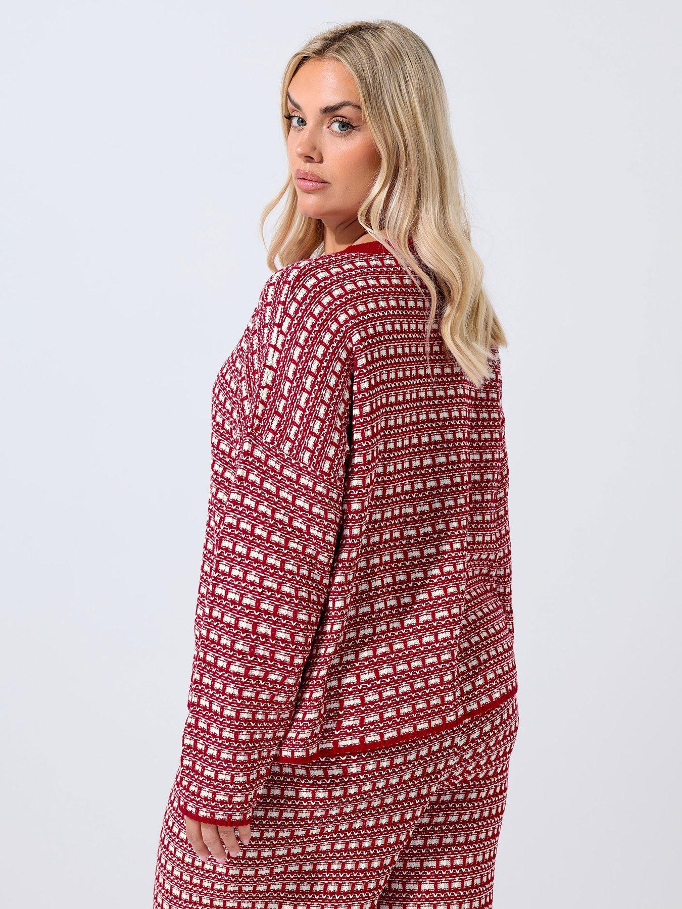 Image 2 of 4 of Yours Curve Boucle Cardigan - Red
