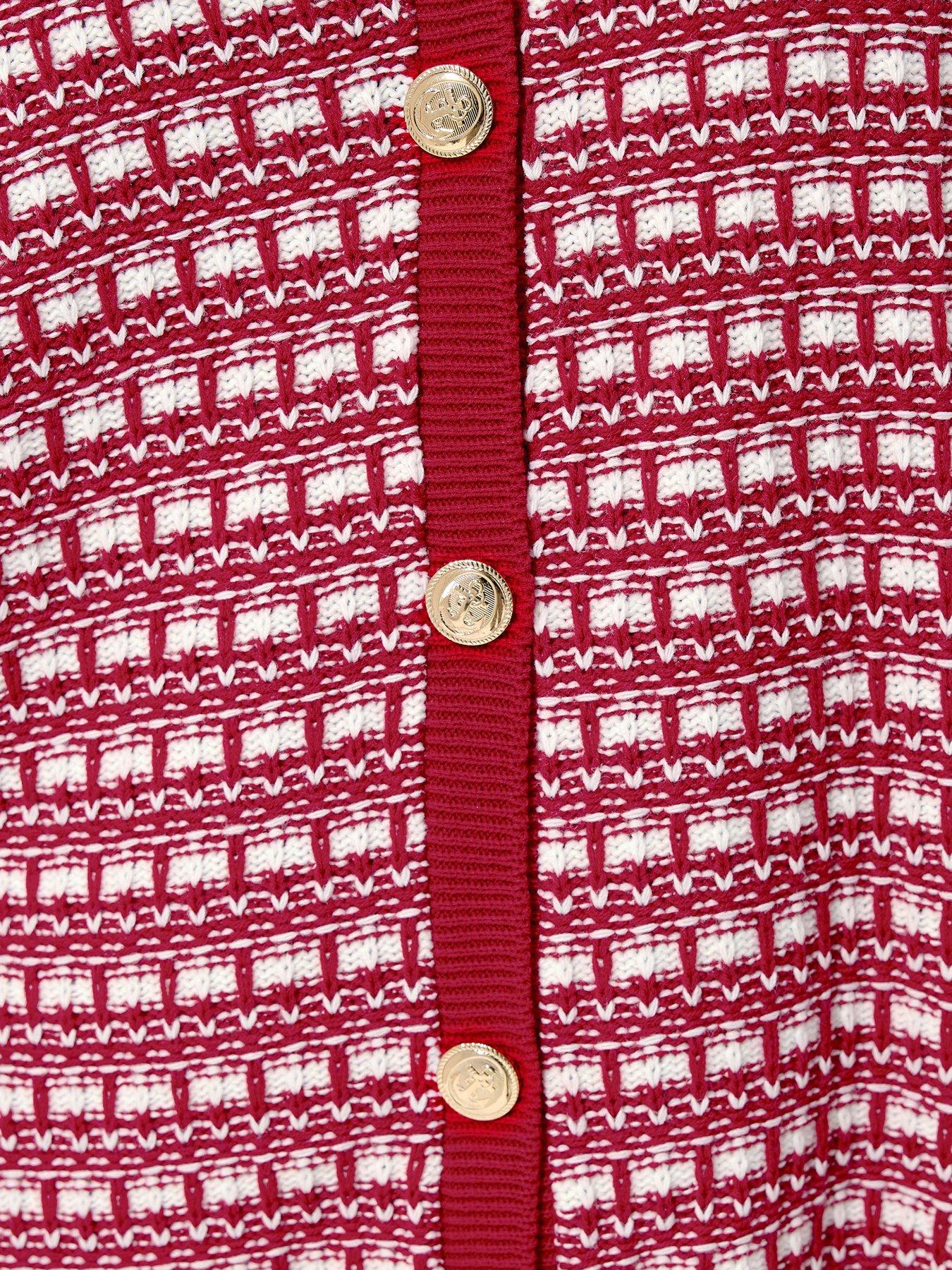 Image 4 of 4 of Yours Curve Boucle Cardigan - Red