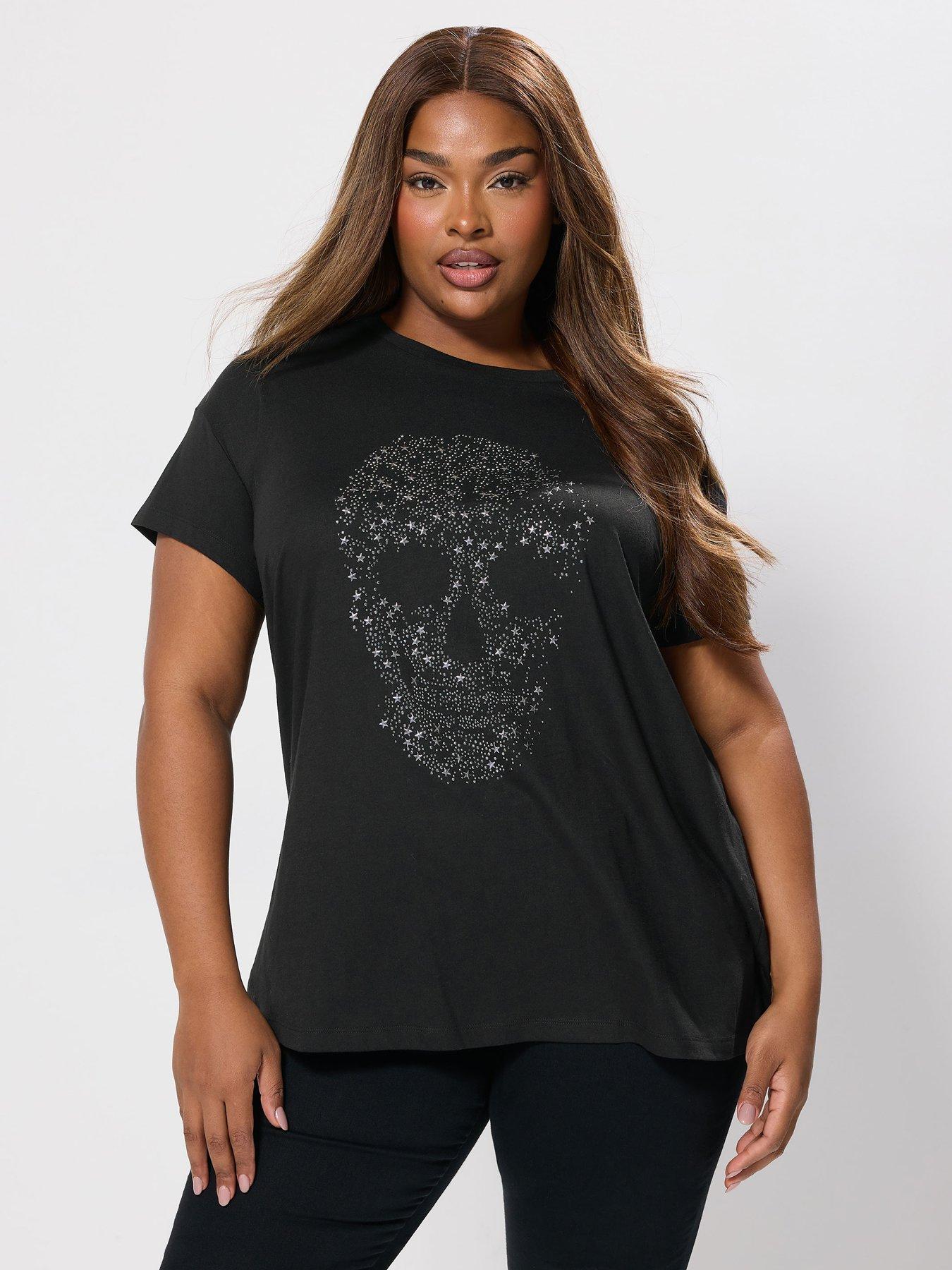 Yours Curve Placement Print T-Shirt - Black