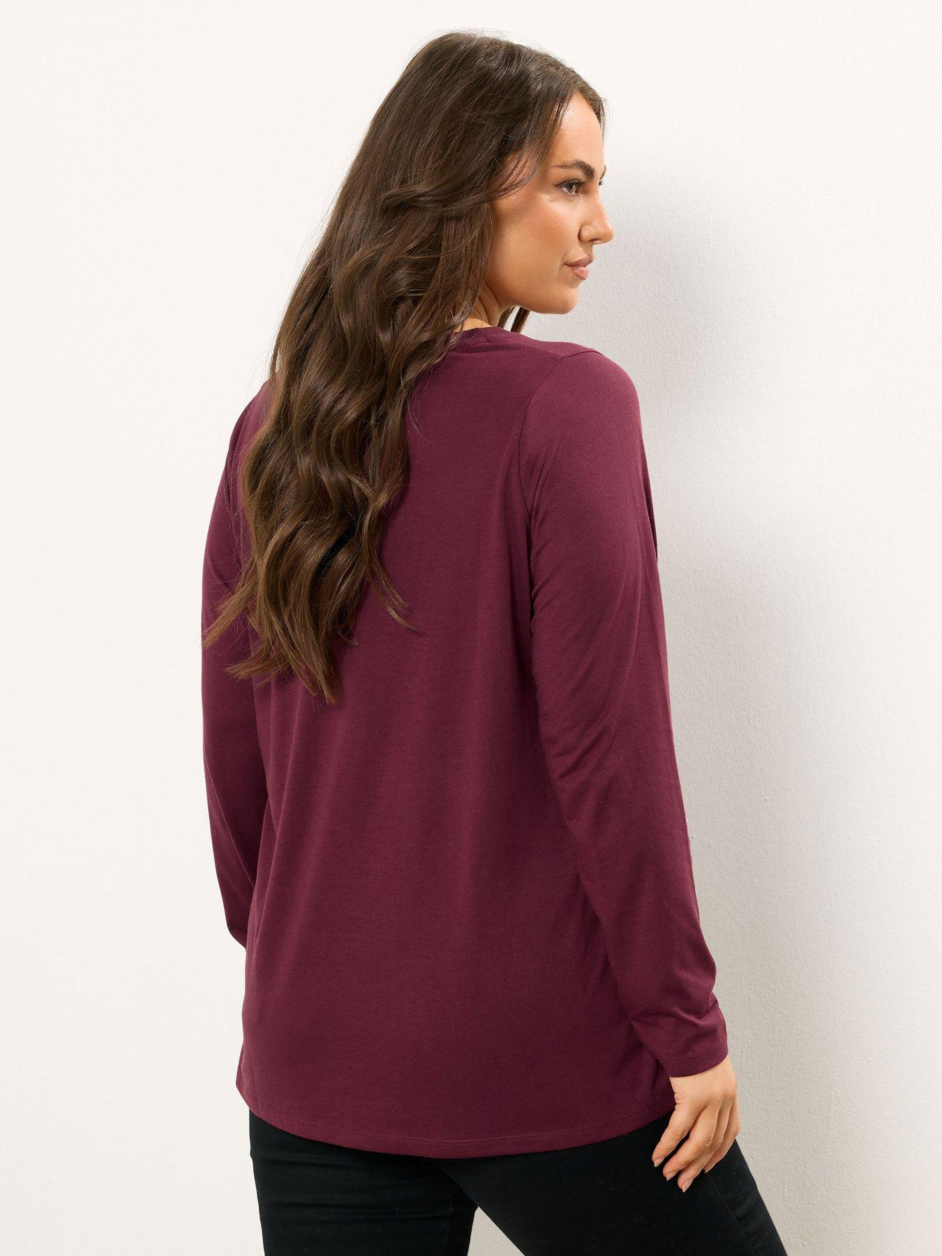 Image 2 of 4 of Yours Curve Long Sleeve Love Print T-Shirt - Red