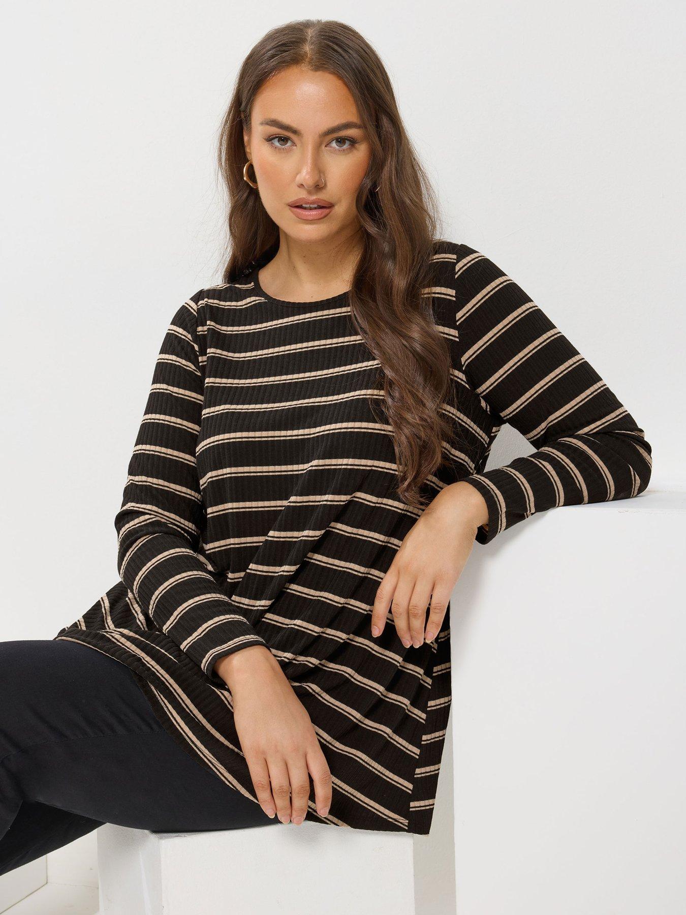  image of yours-curve-long-sleeve-rib-swing-t-shirt-black