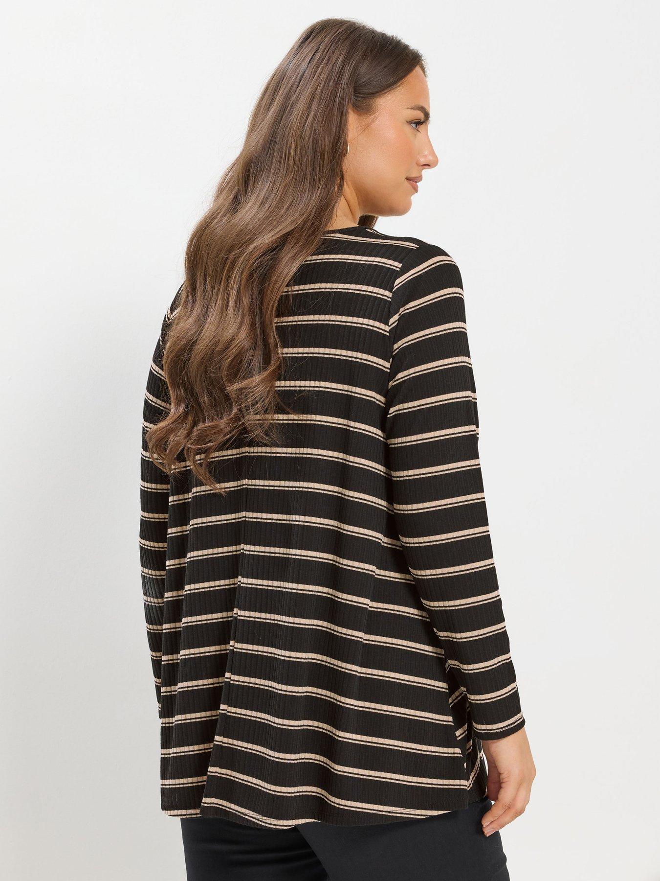  image of yours-curve-long-sleeve-rib-swing-t-shirt-black