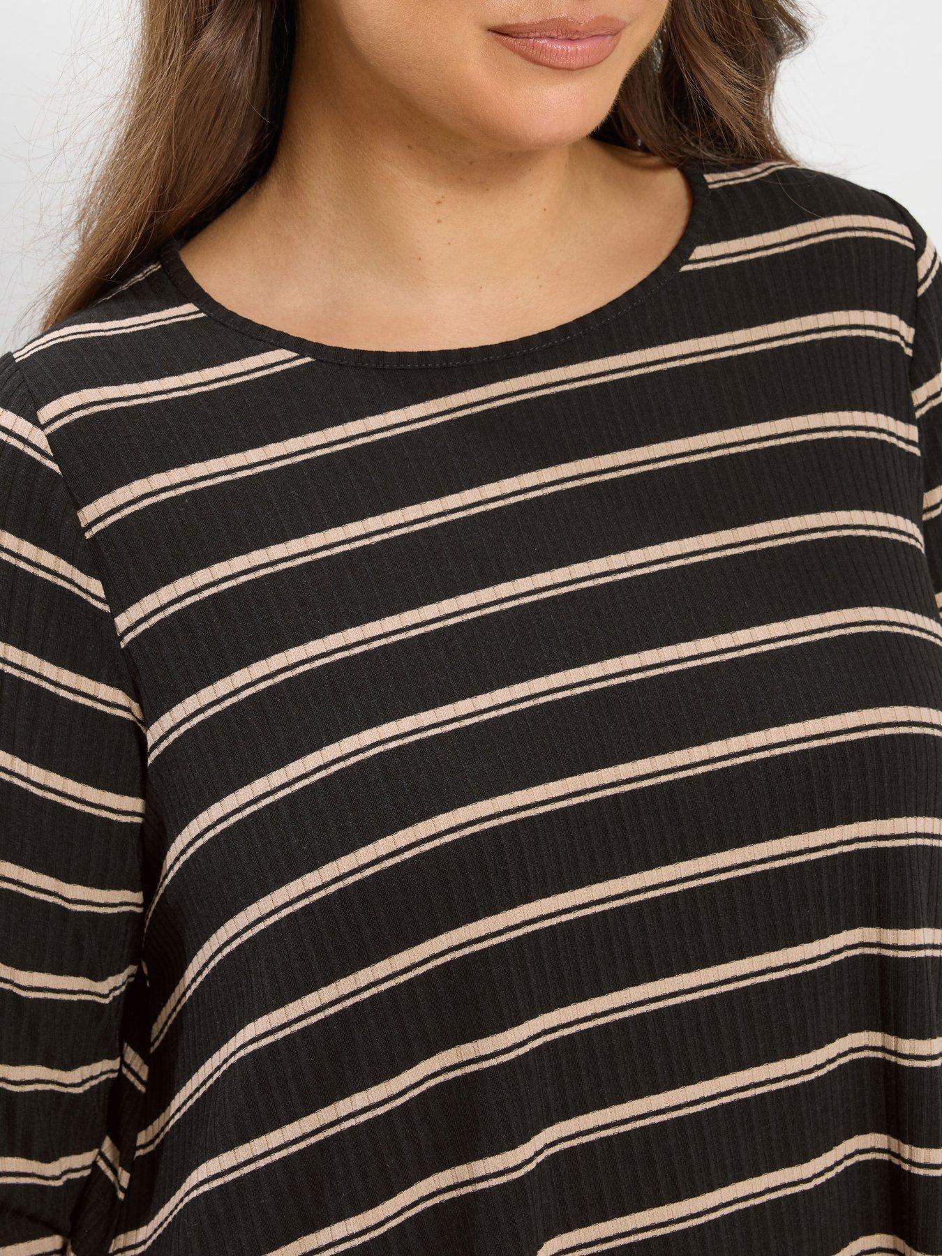  image of yours-curve-long-sleeve-rib-swing-t-shirt-black