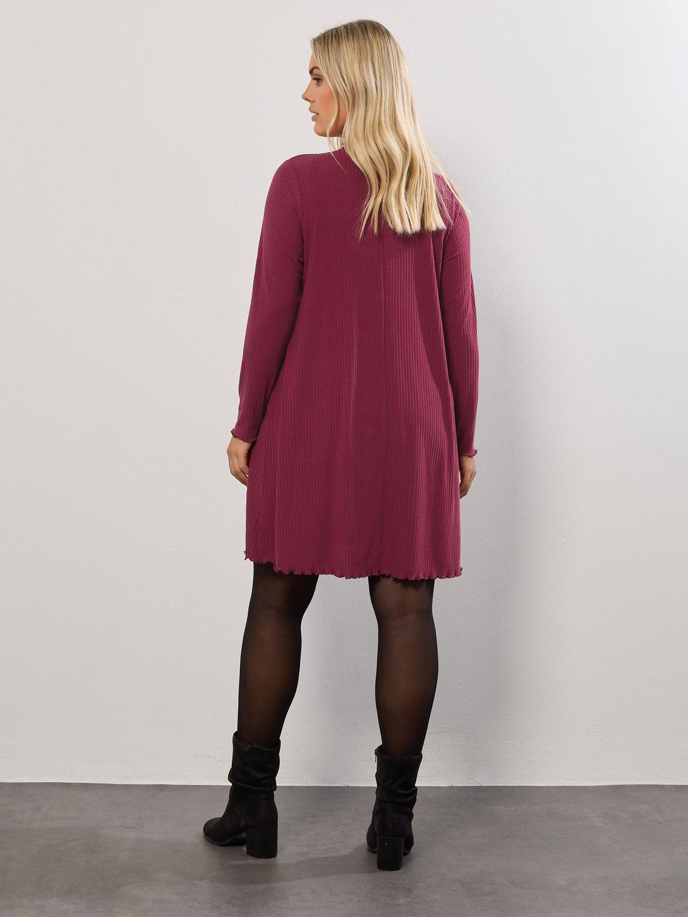 Image 2 of 4 of Yours Curve Lettuce Edge Tunic Top - Pink
