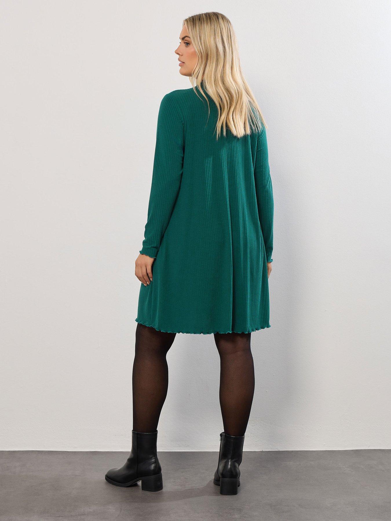 Image 2 of 4 of Yours Curve Lettuce Edge Tunic Top - Green
