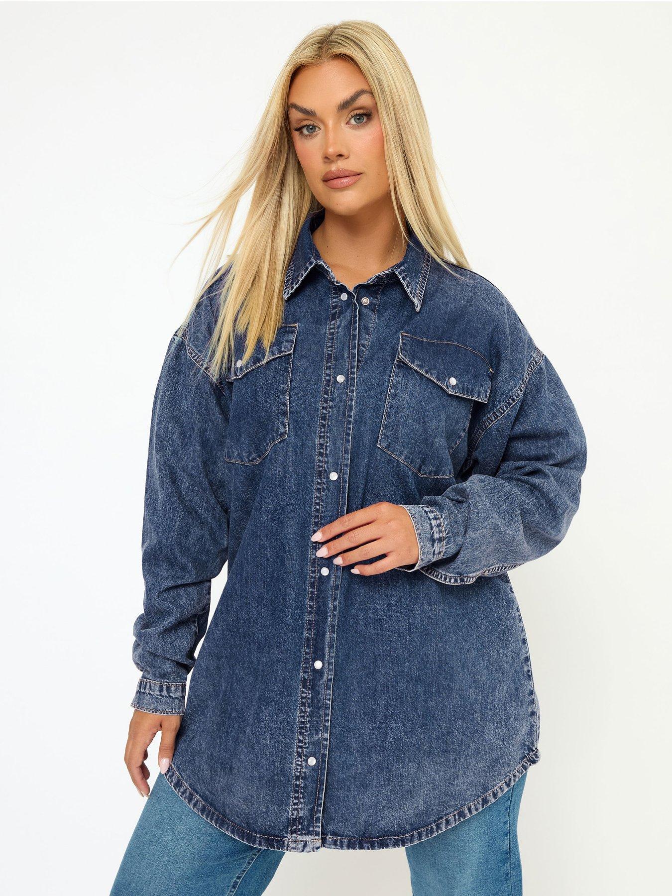 undefined Curve Western Denim Shirt - Blue