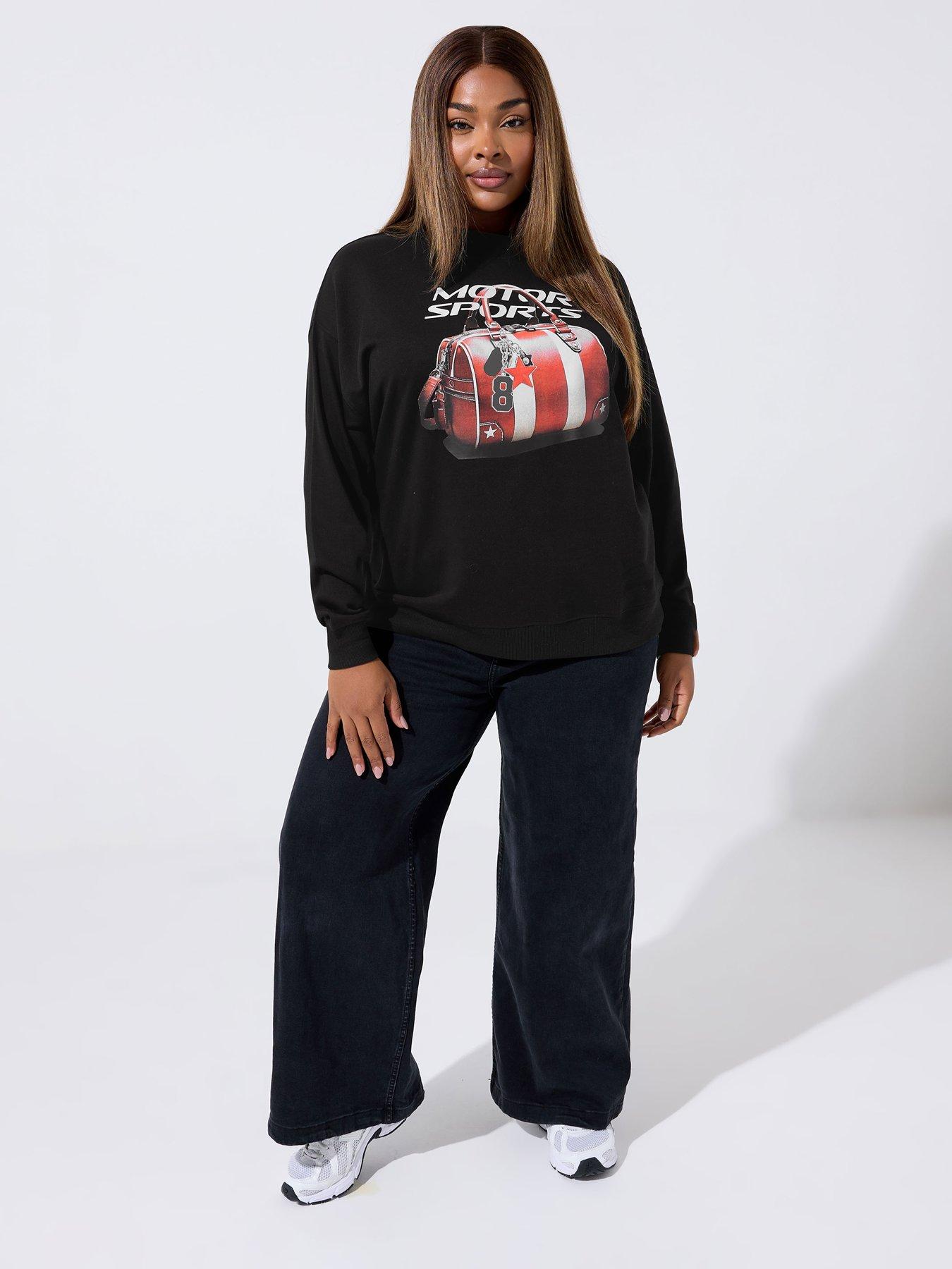 Image 3 of 4 of Yours Curve Motor Sports Bag Sweatshirt - Black