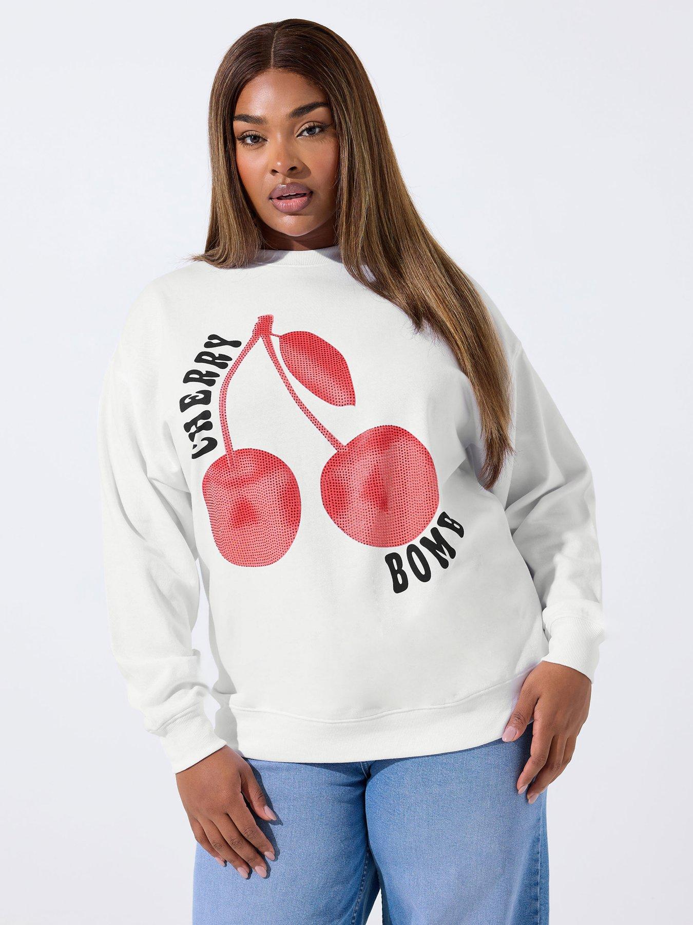undefined Curve Studded Cherry Bomb Sweatshirt - White