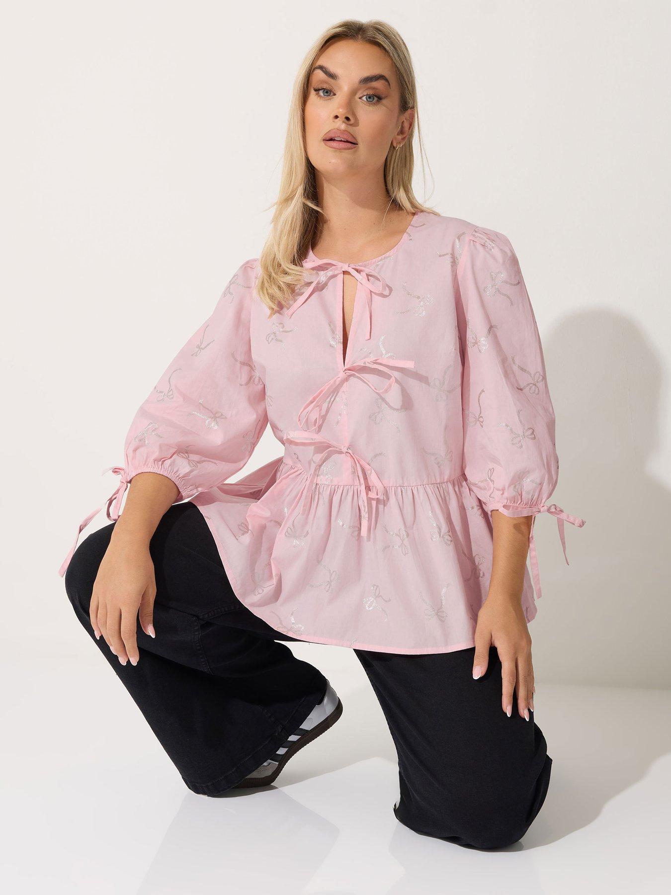 Yours Curve Metallic Bow Collar Top