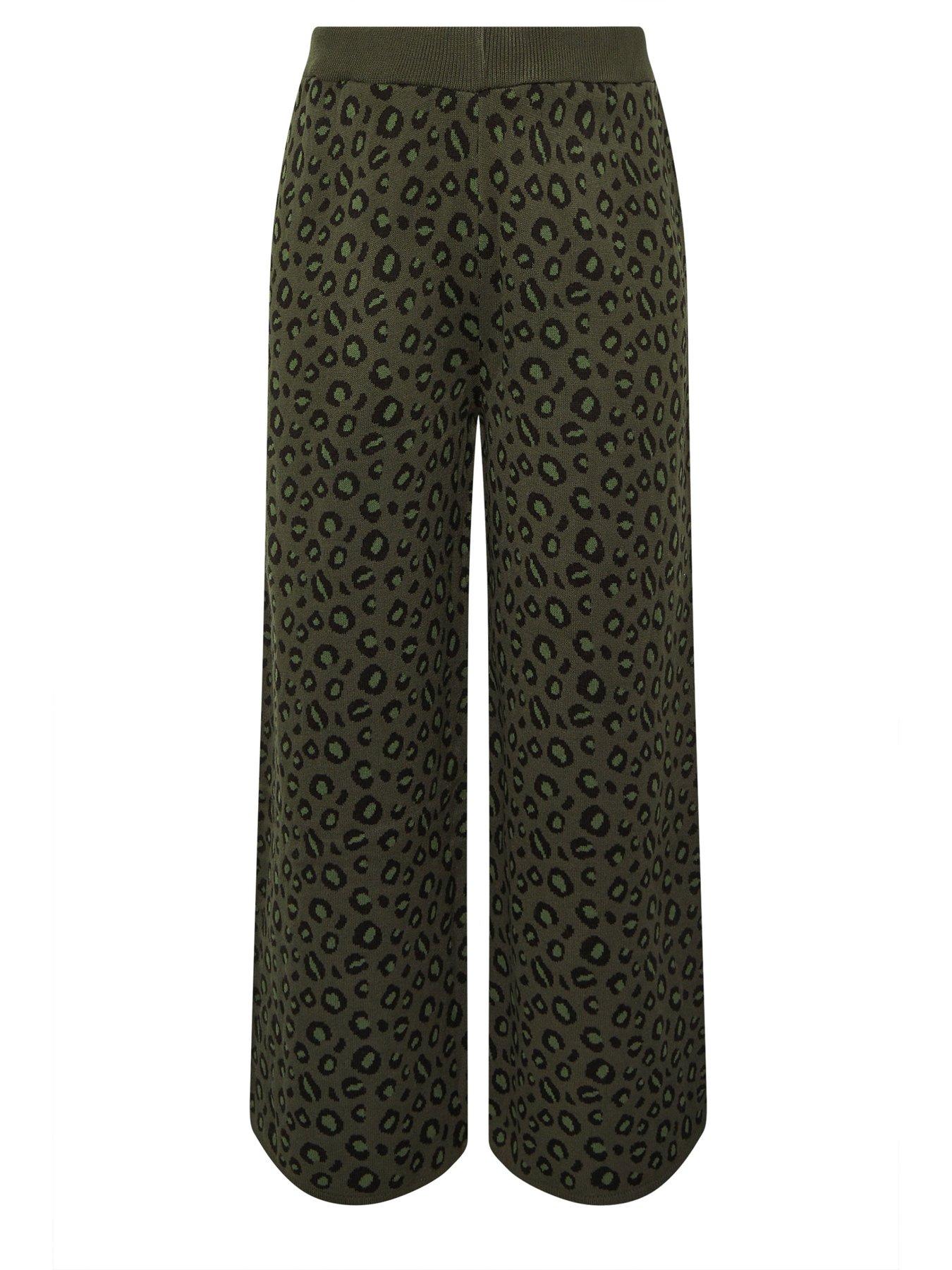 Image 5 of 5 of Yours Curve Leopard Knitted Trouser - Green