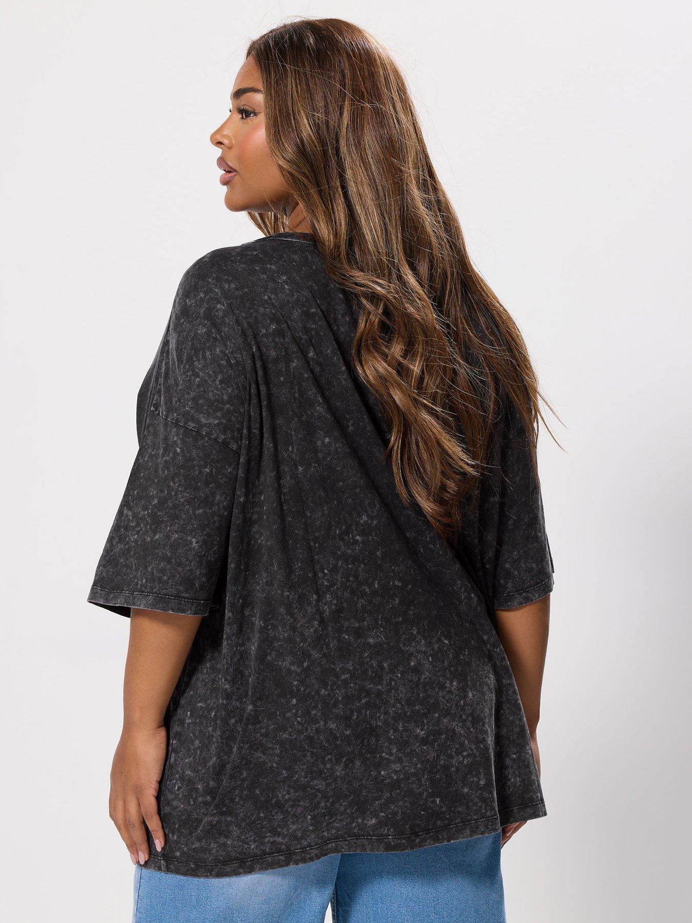 Image 2 of 4 of Yours Curve Oversized Boxy T-Shirt - Grey