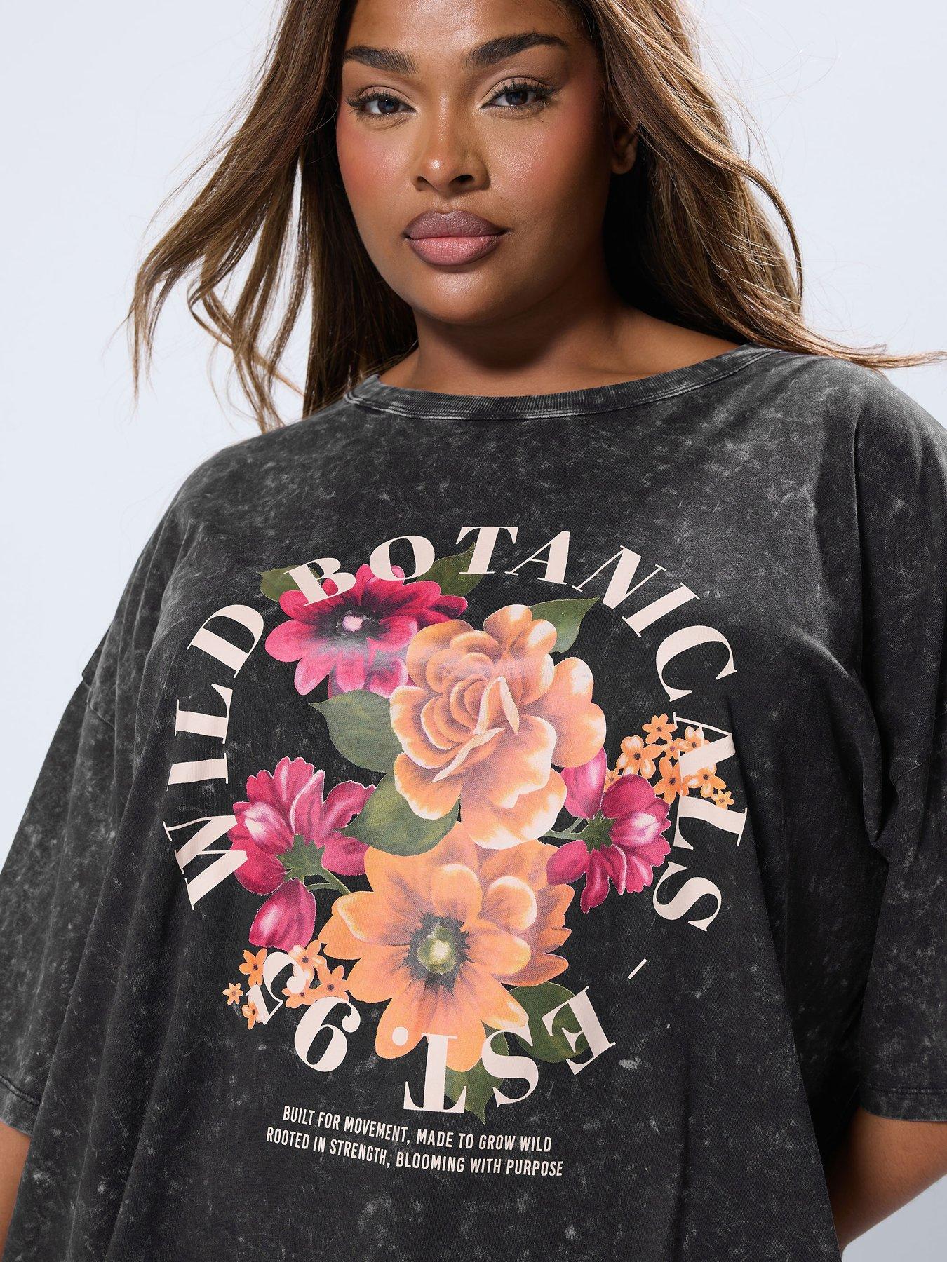 Image 4 of 4 of Yours Curve Oversized Boxy T-Shirt - Grey