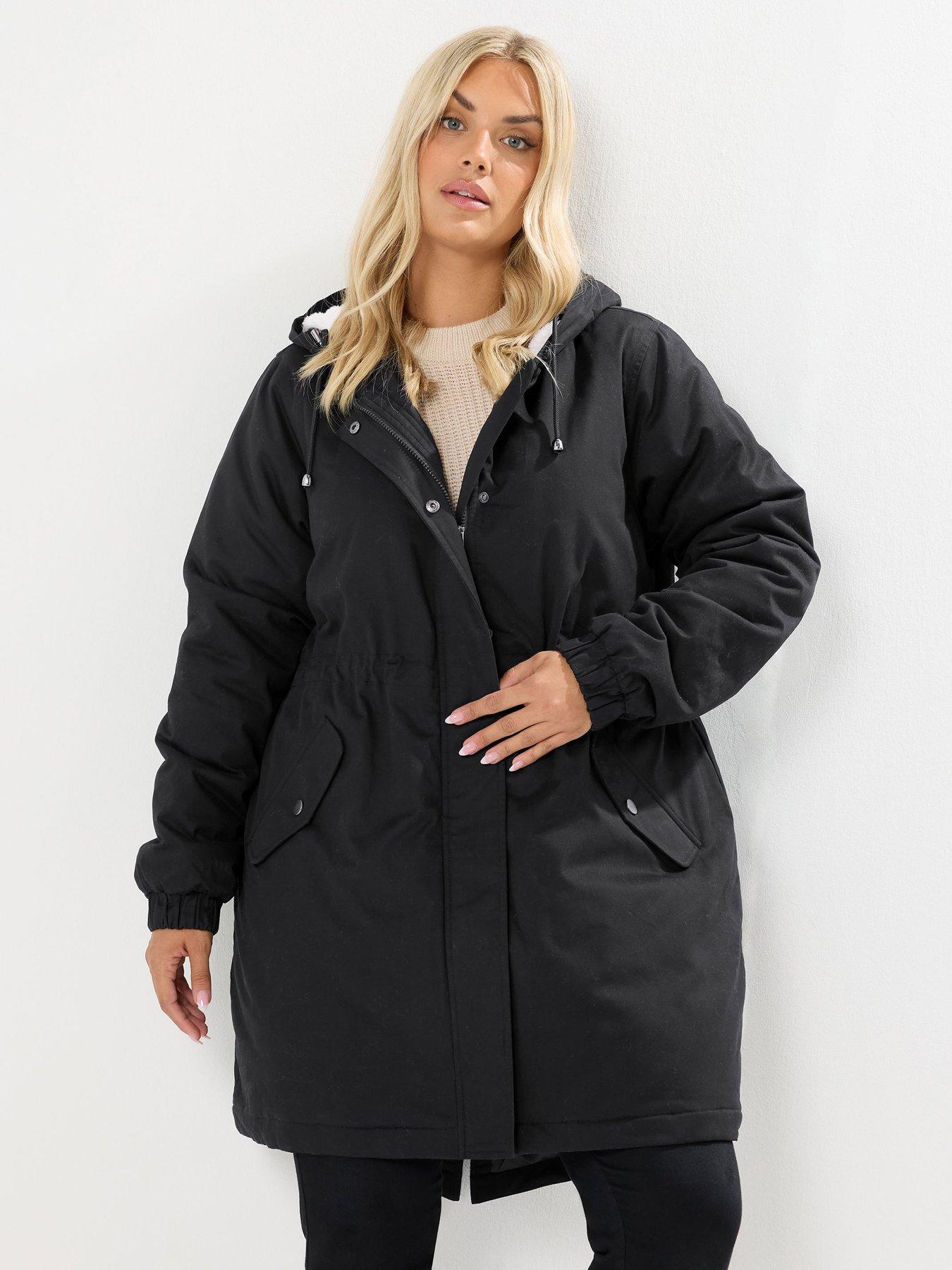 undefined Curve Borg Lined Parka - Black