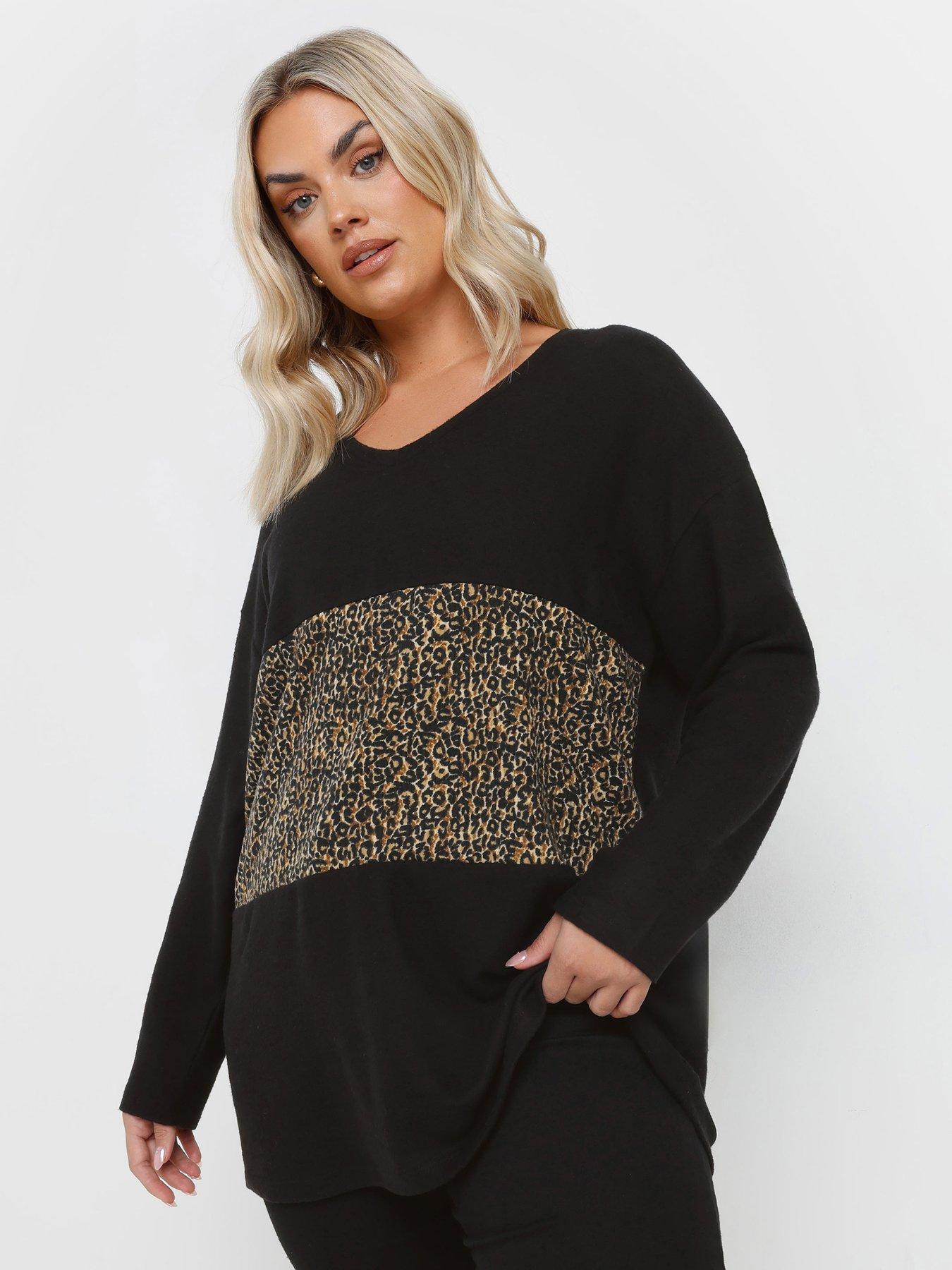 Yours Curve Animal Colour Block Jumper