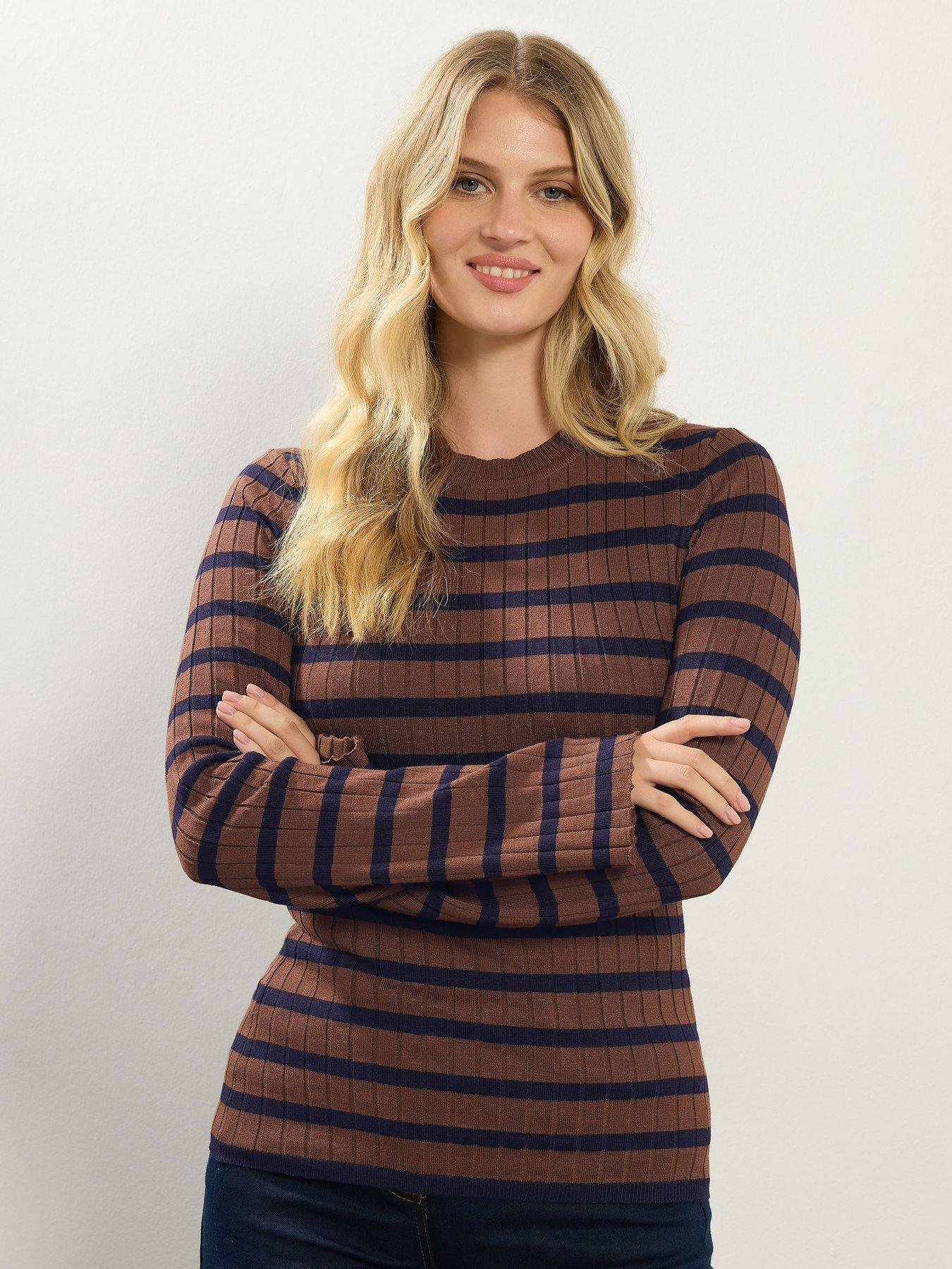 undefined Stripe Rib Jumper - Brown