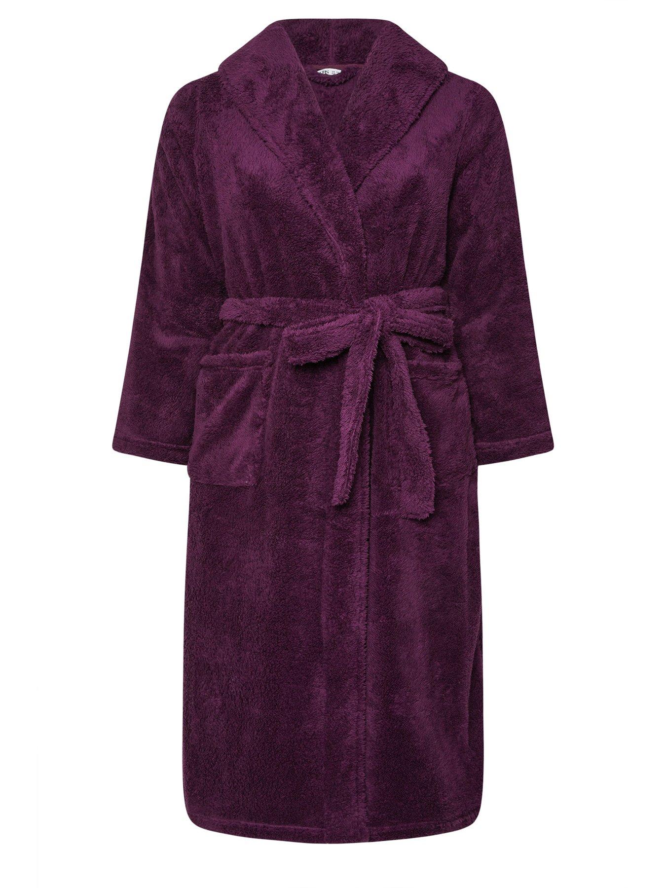 Image 5 of 5 of Yours Curve Fluffy Shawl Collar Robe - Burgundy