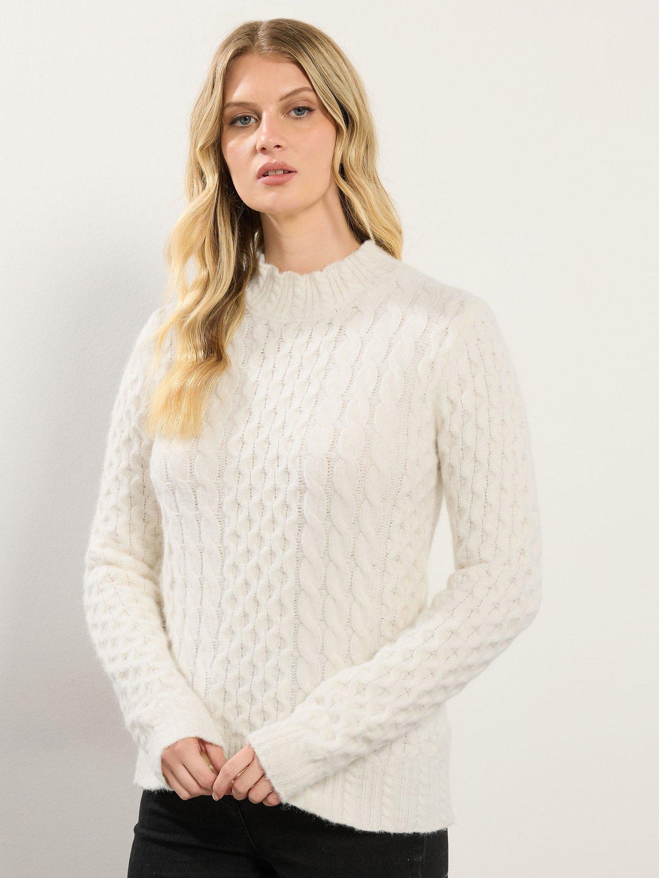 undefined Frill Neck Cable Jumper - Natural
