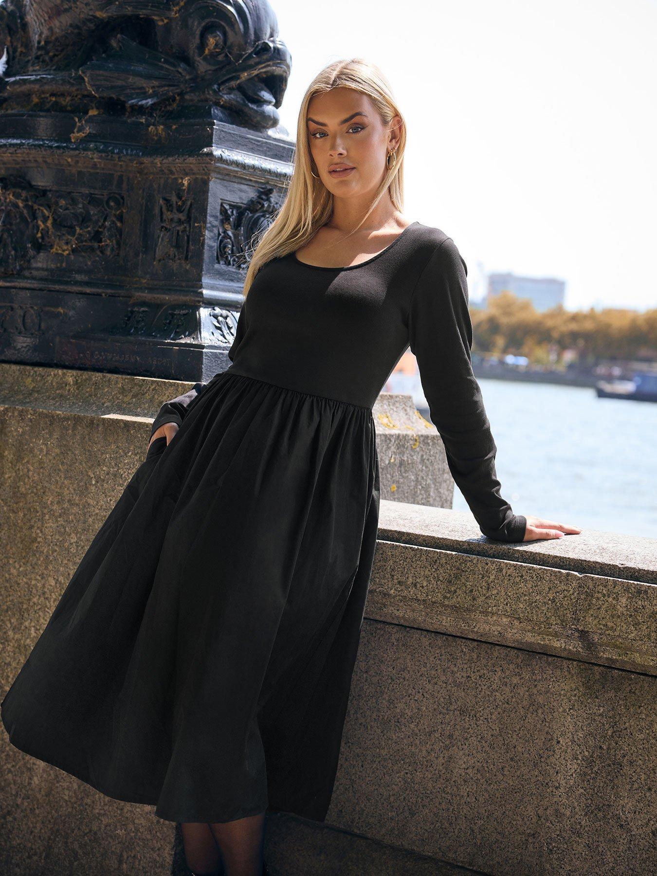  image of yours-curve-rib-midaxi-dress-black
