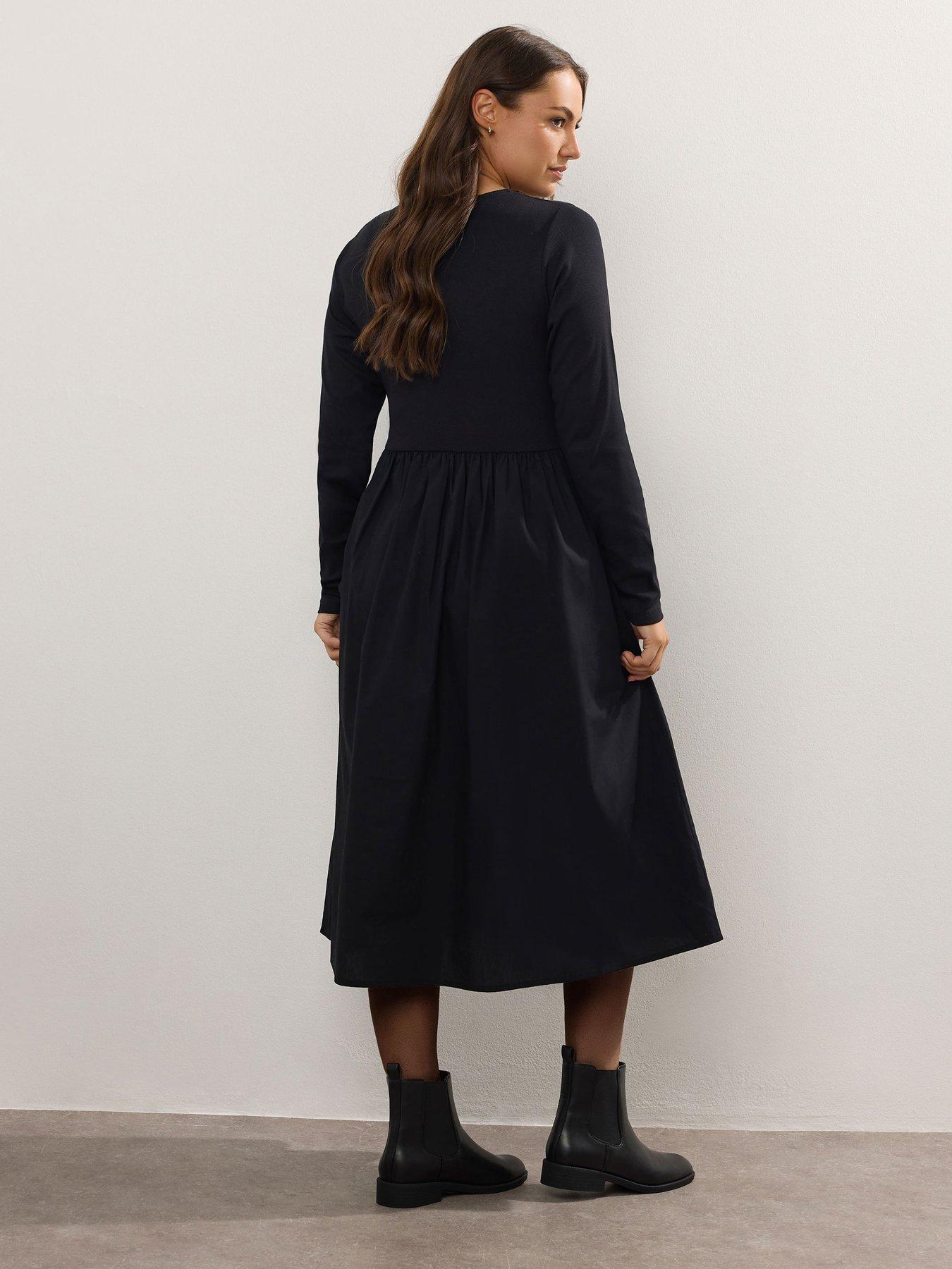  image of yours-curve-rib-midaxi-dress-black