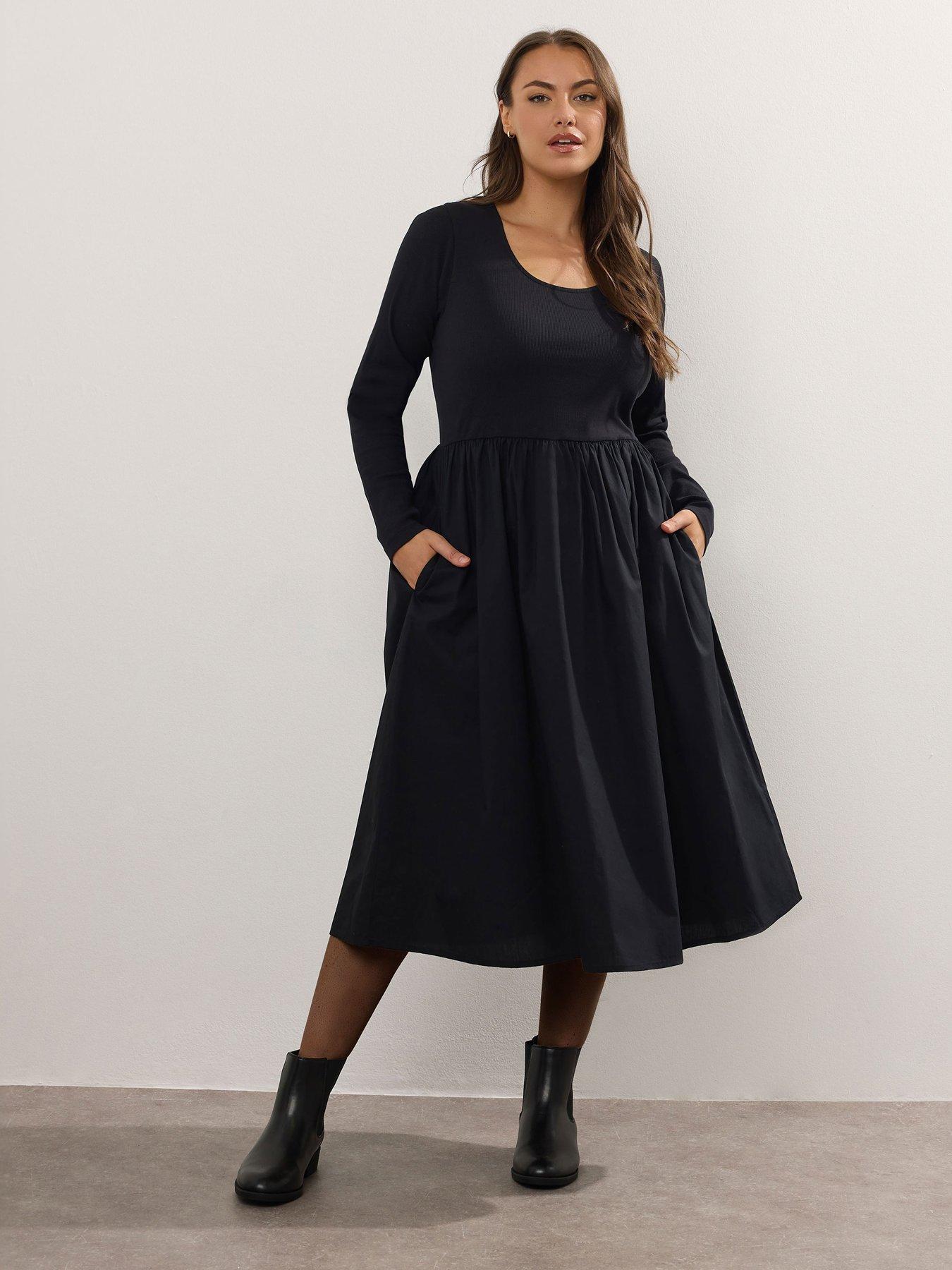  image of yours-curve-rib-midaxi-dress-black
