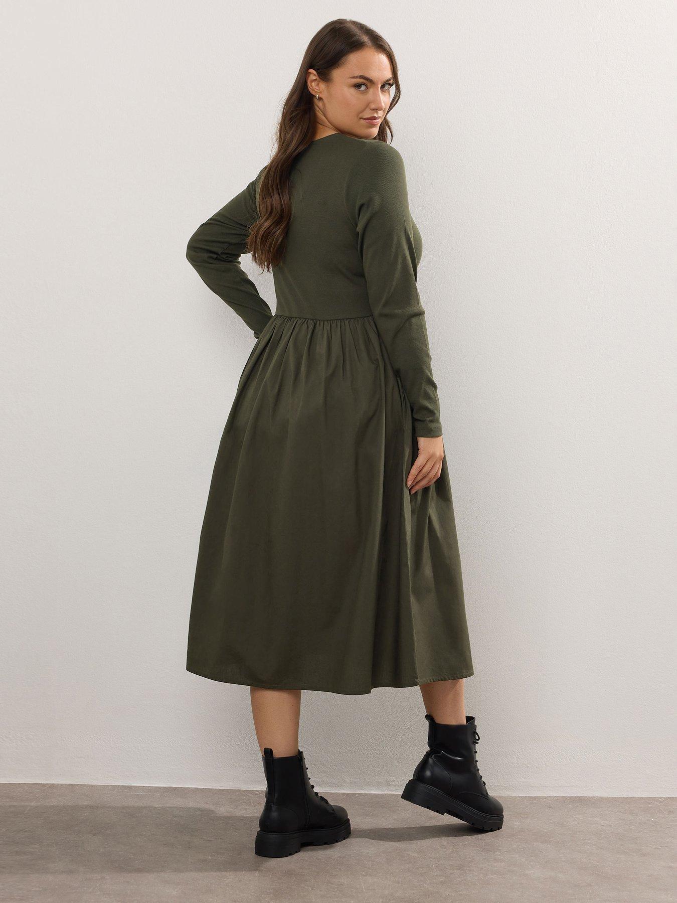 Image 2 of 5 of Yours Curve Rib Midaxi Dress - Green